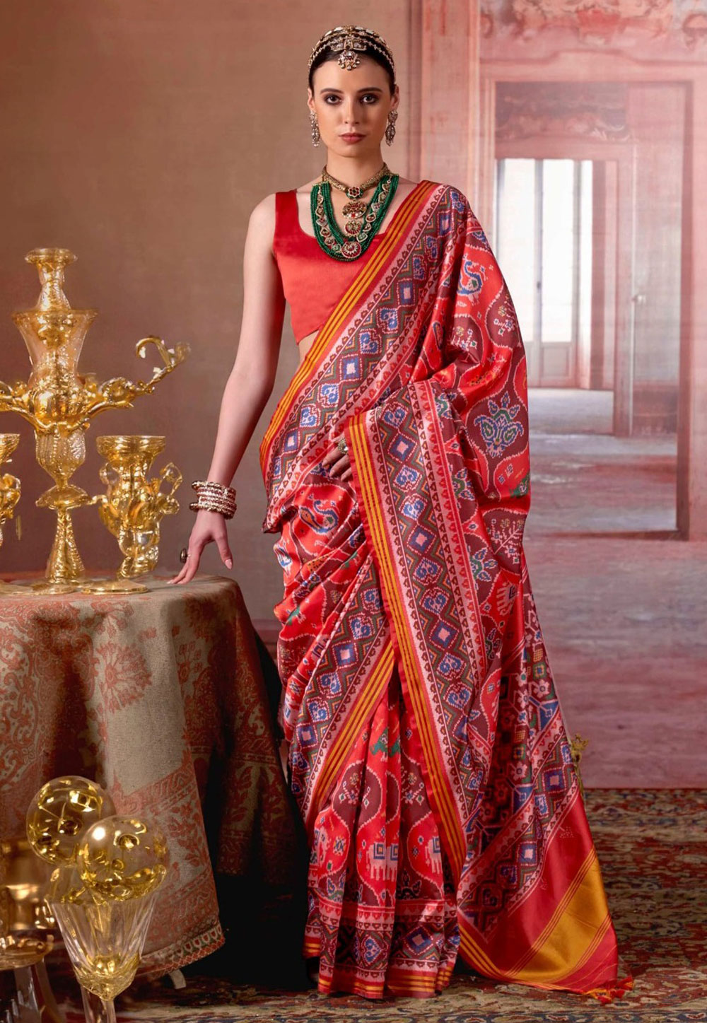 Red Silk Patola Saree 320473