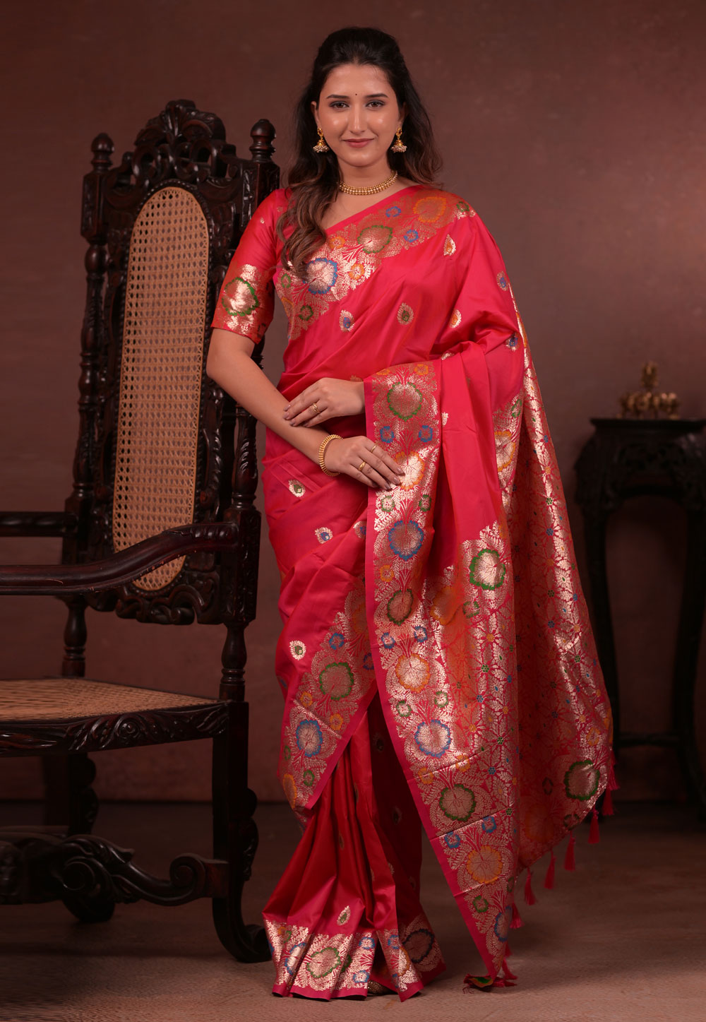 Red Silk Saree With Blouse 329049