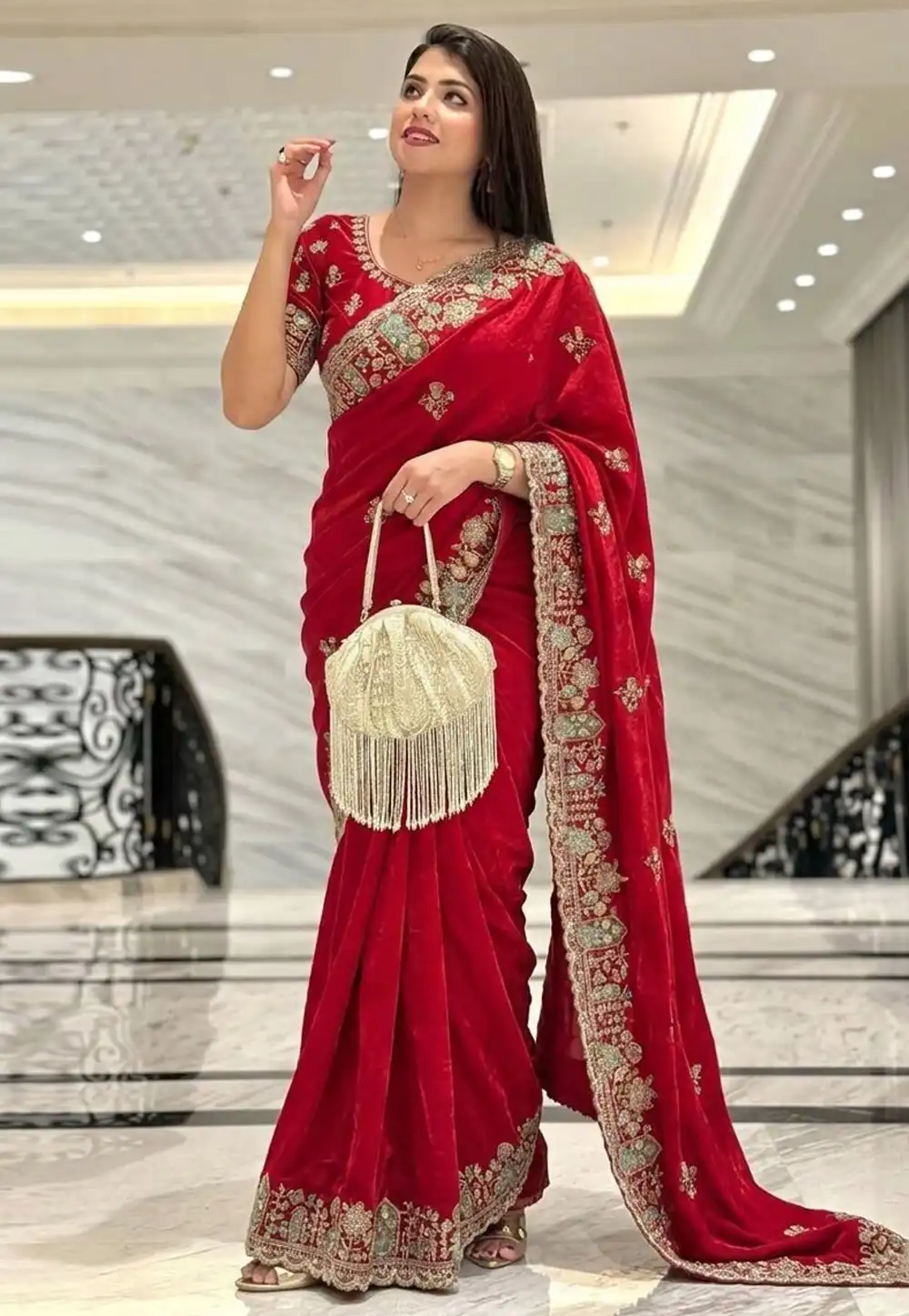 Red Silk Saree With Blouse 328995