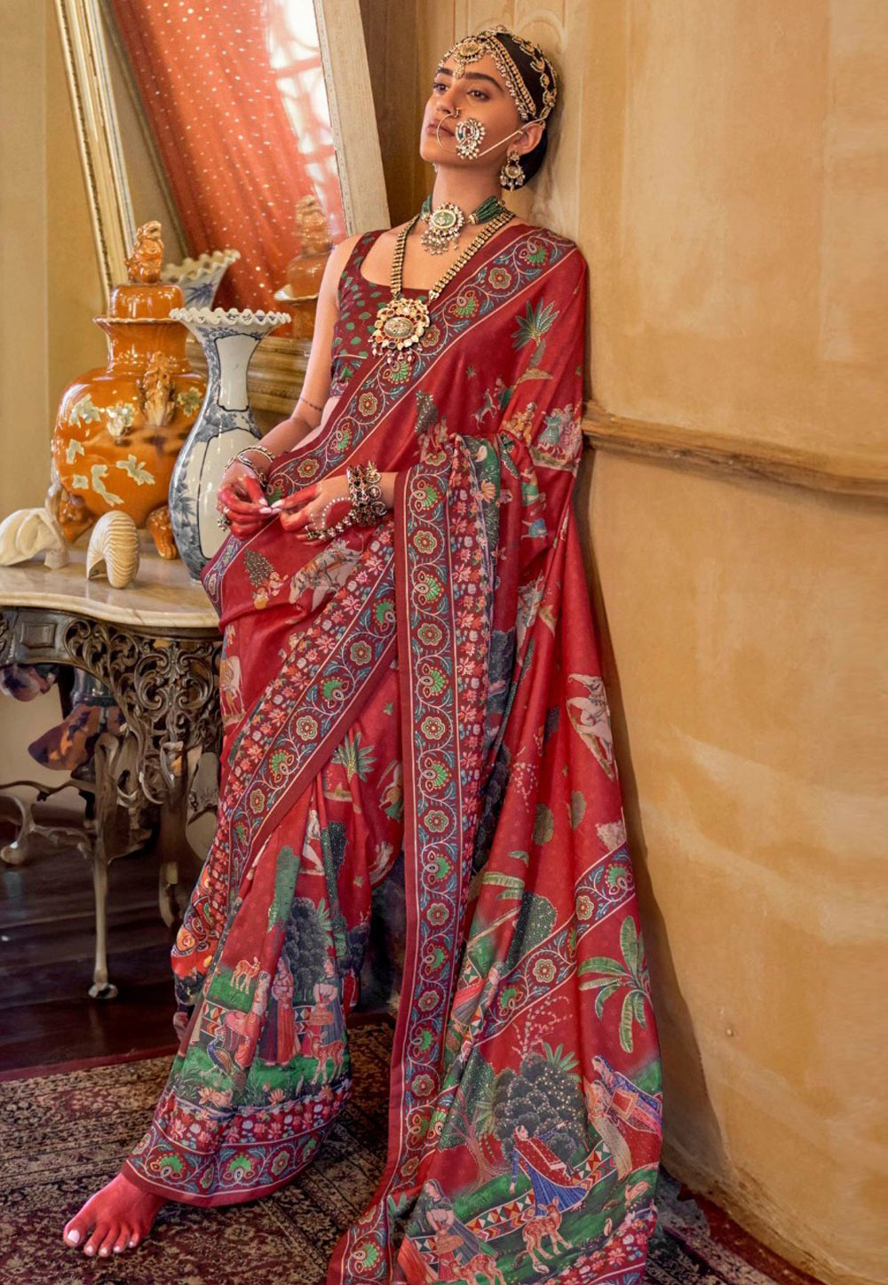 Red Silk Saree With Blouse 325286