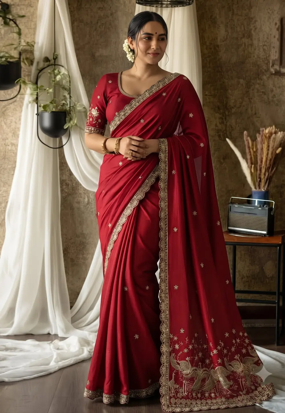 Red Silk Saree With Blouse 336124