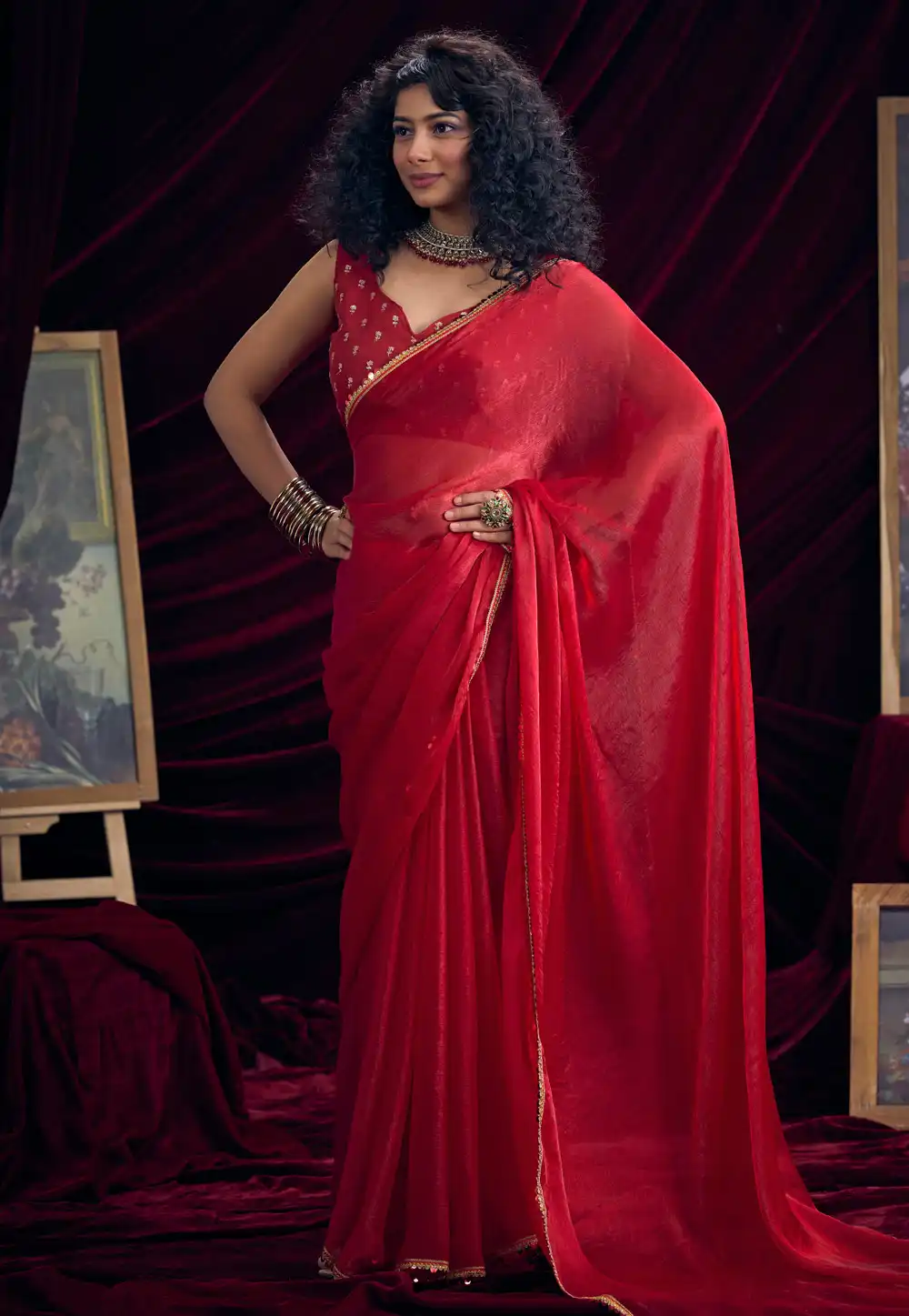 Red Silk Saree With Blouse 327882