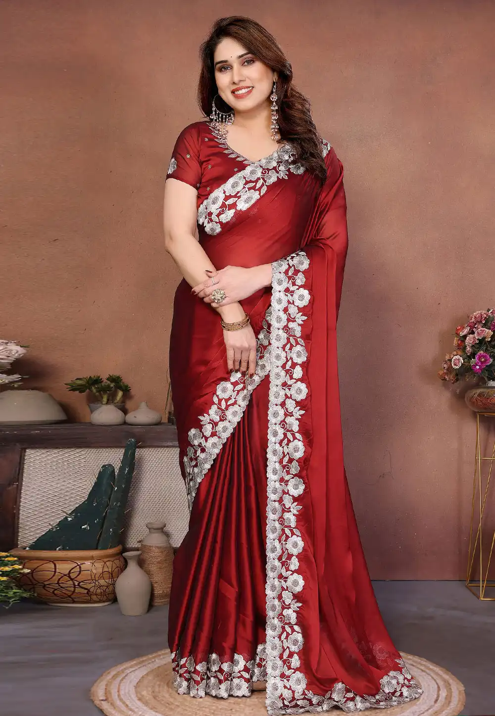 Red Silk Saree With Blouse 325233