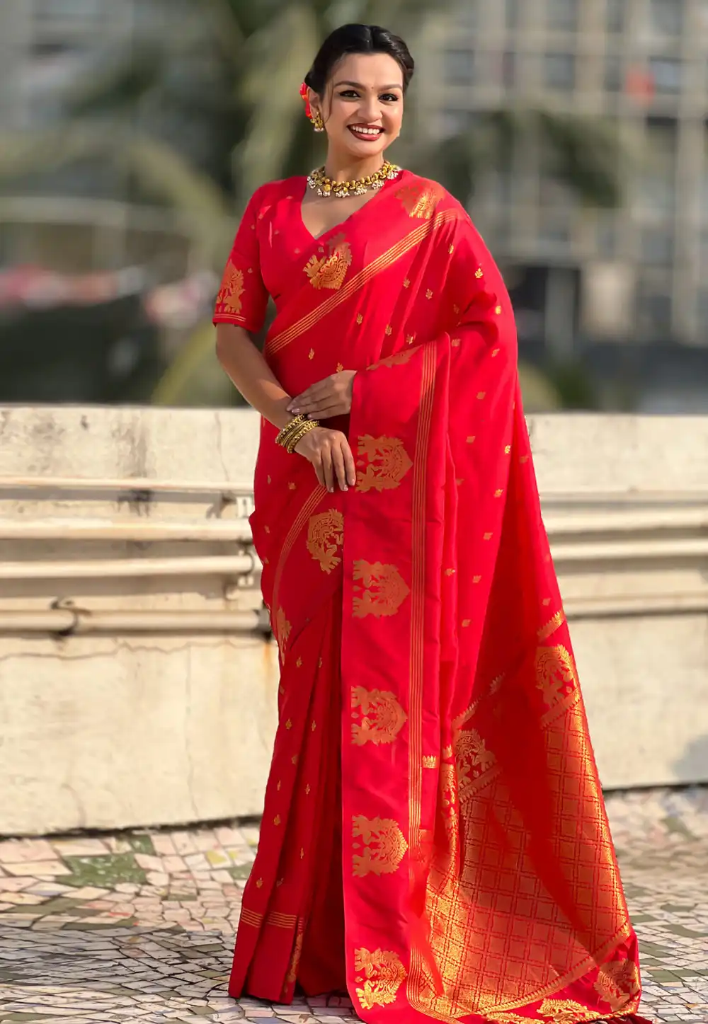 Red Silk Saree With Blouse 325272