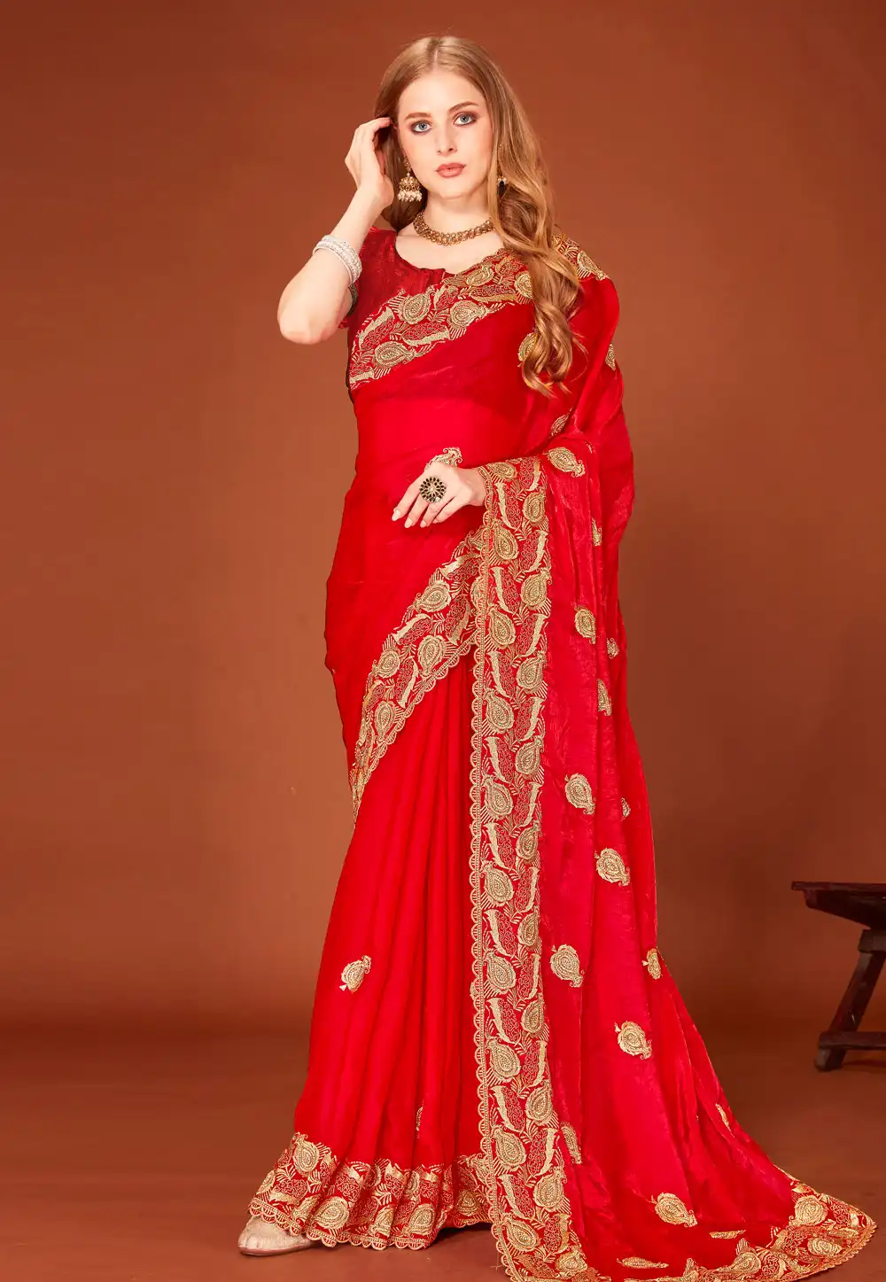 Red Silk Saree With Blouse 315956