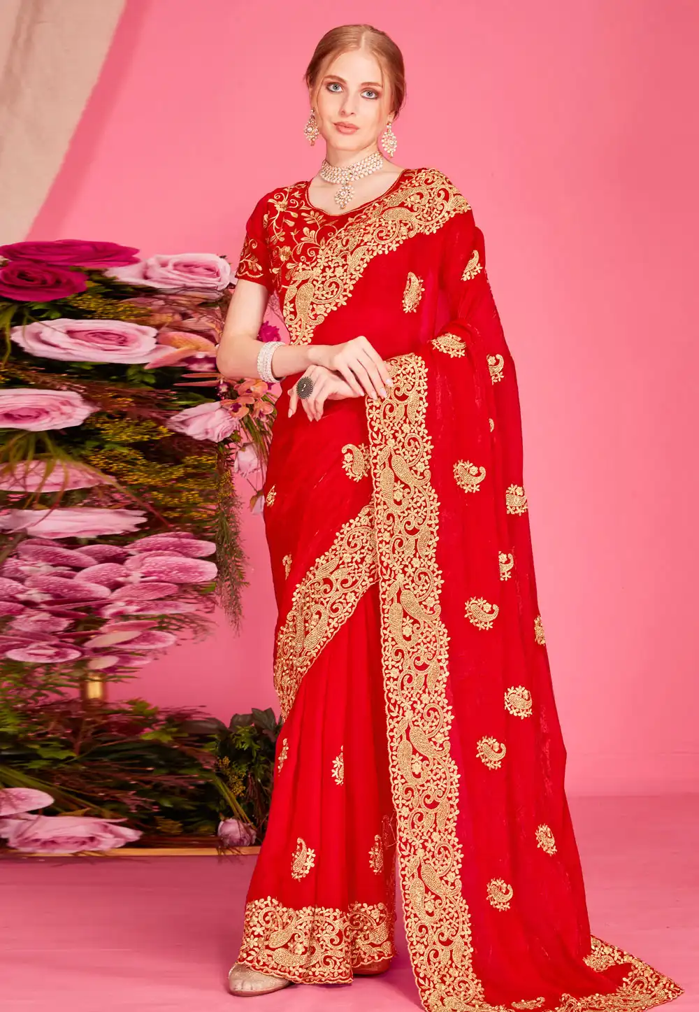 Red Silk Saree With Blouse 315948