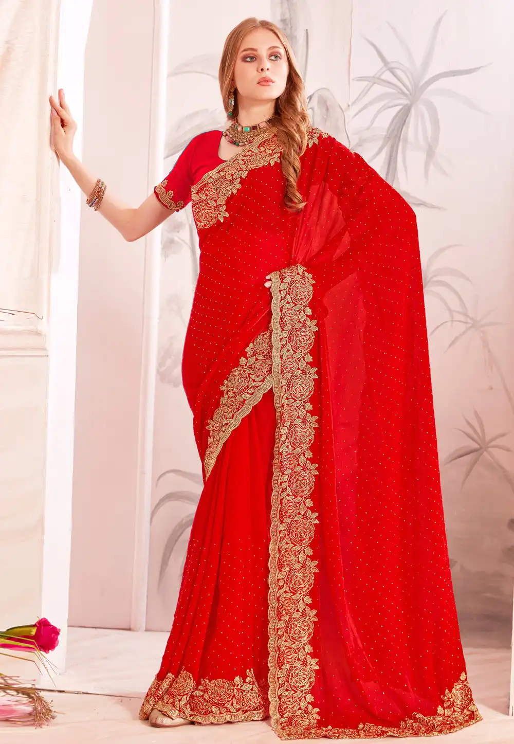 Red Silk Saree With Blouse 316194