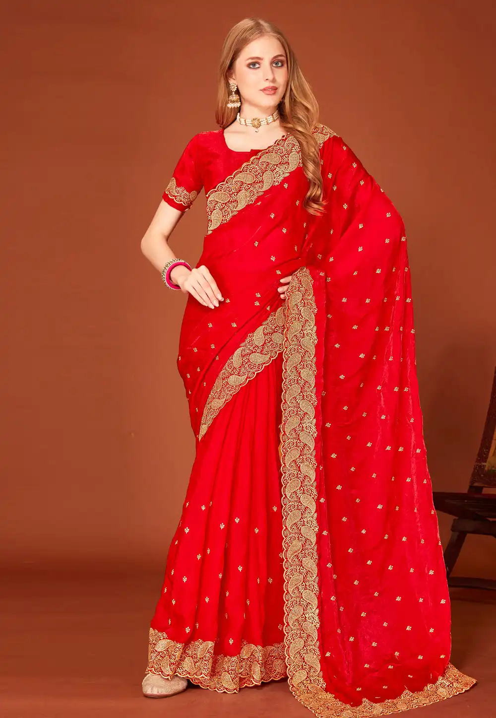 Red Silk Saree With Blouse 316185