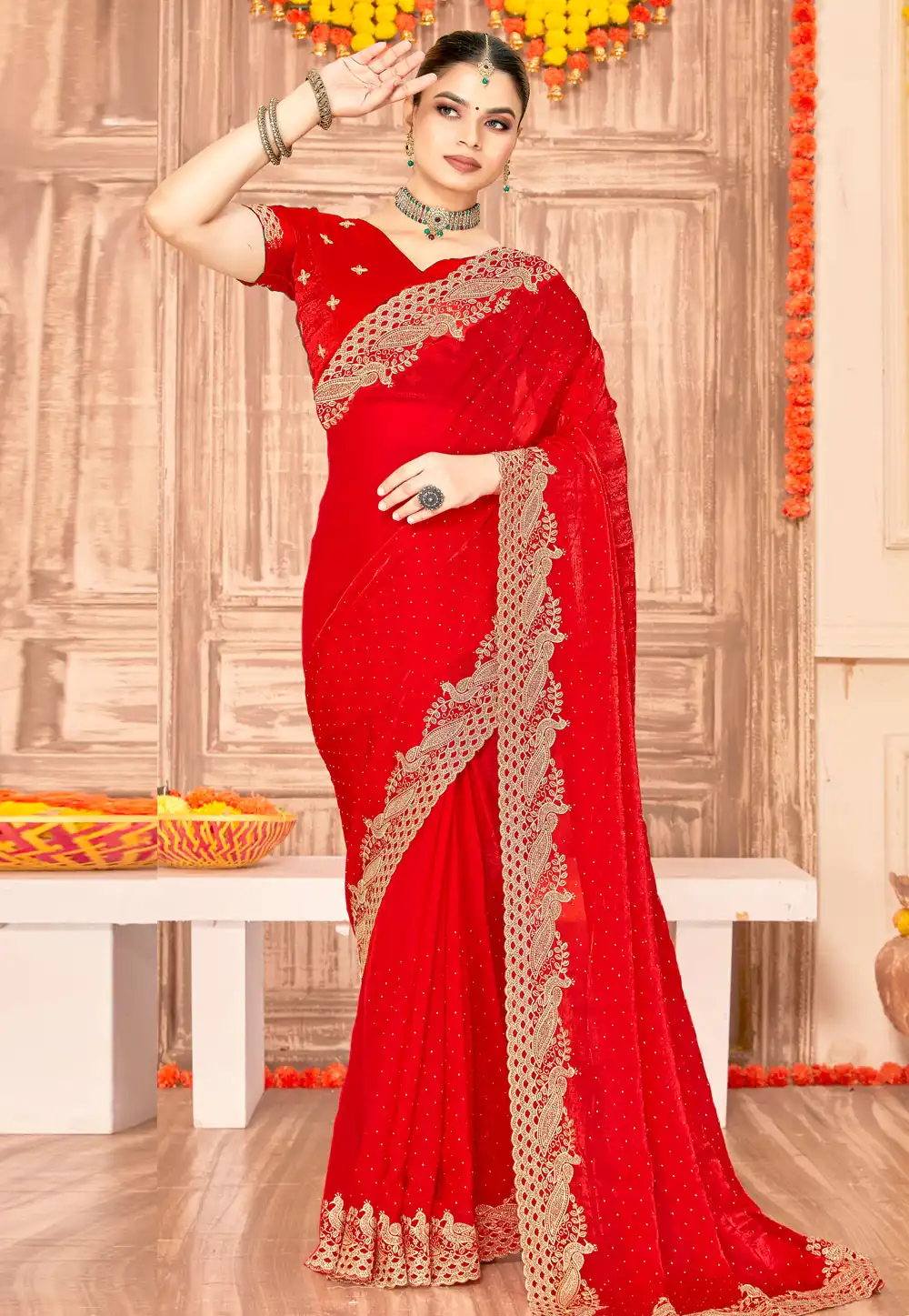 Red Silk Saree With Blouse 317246