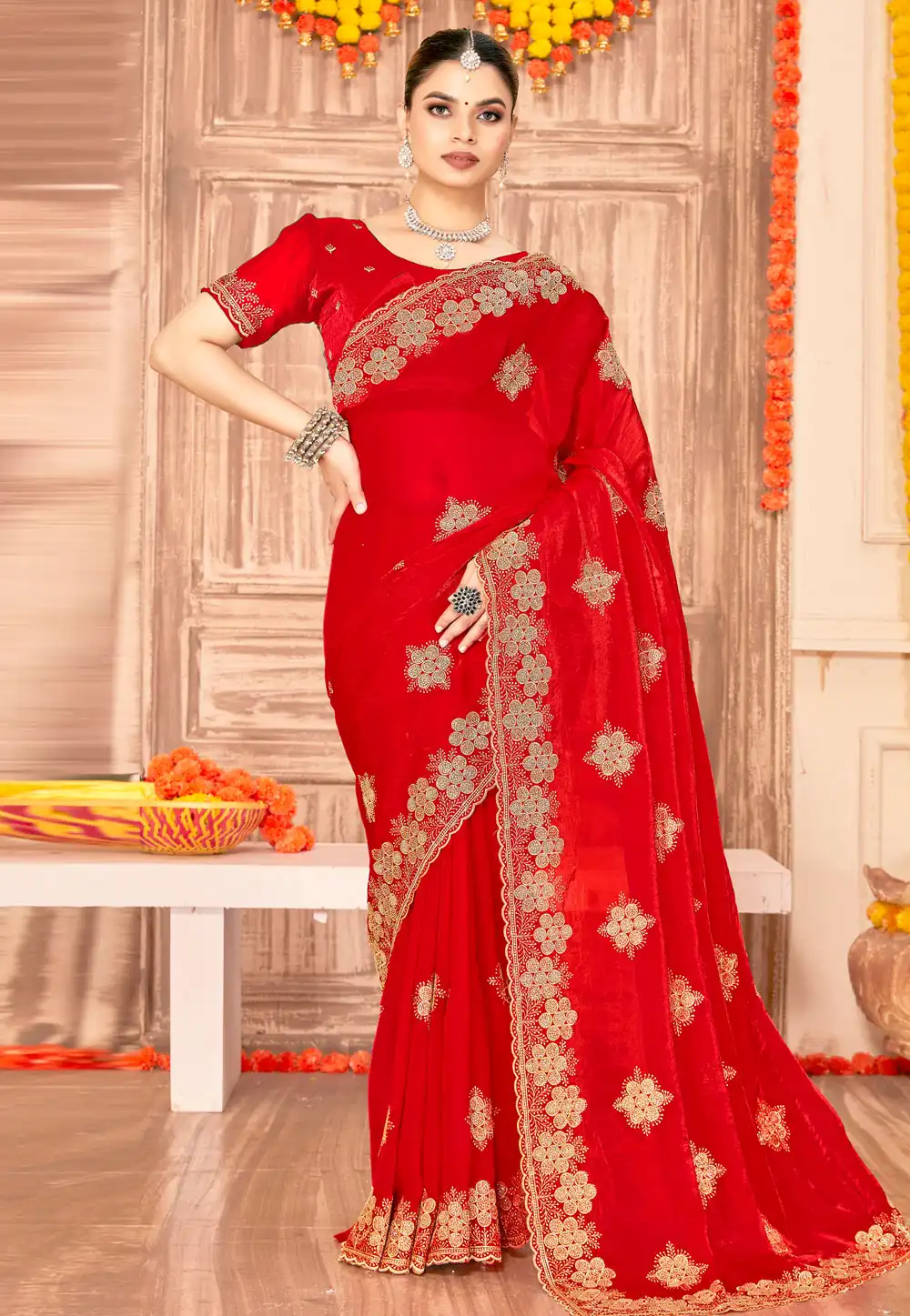 Red Silk Saree With Blouse 317339