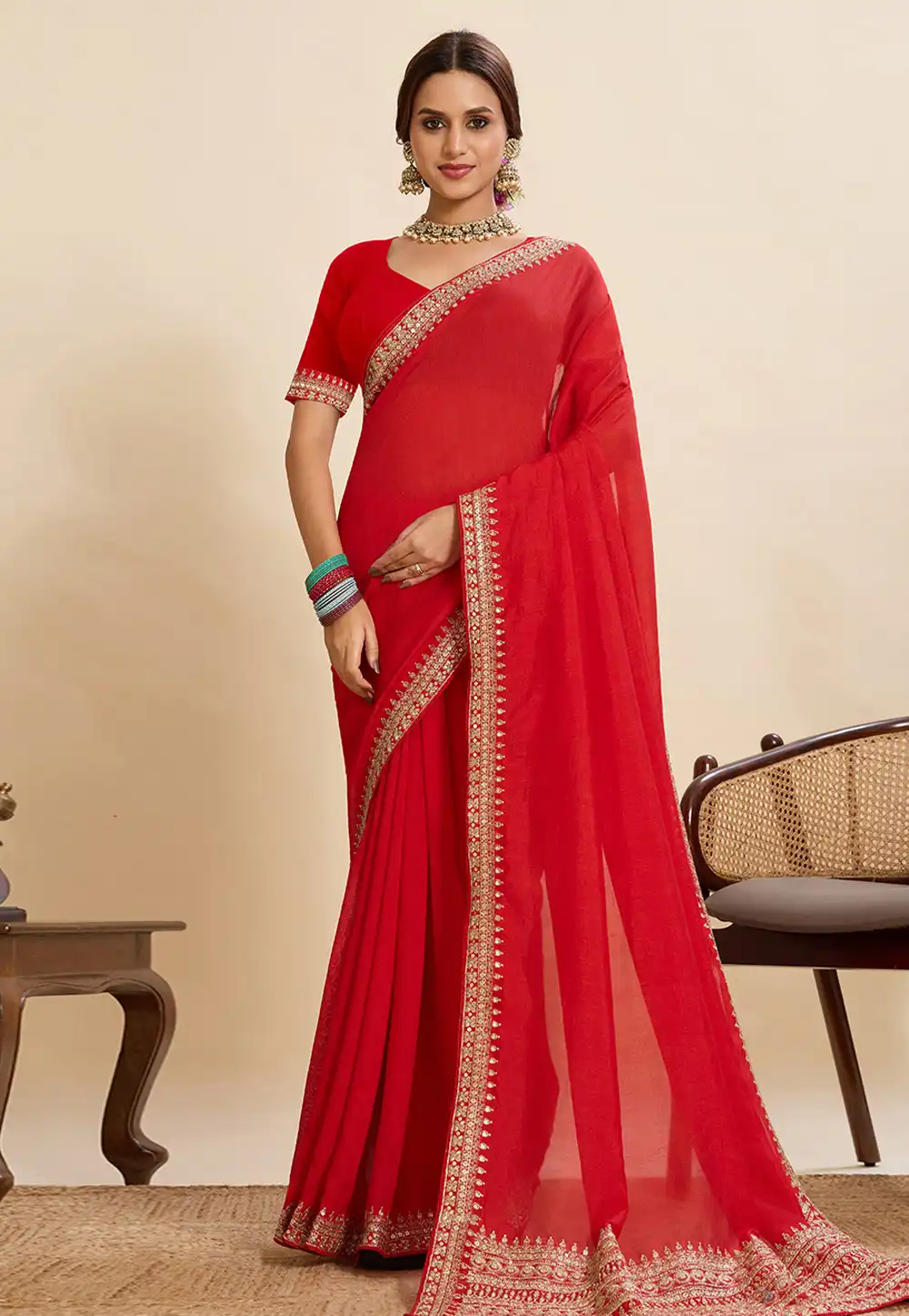 Red Silk Saree With Blouse 316838