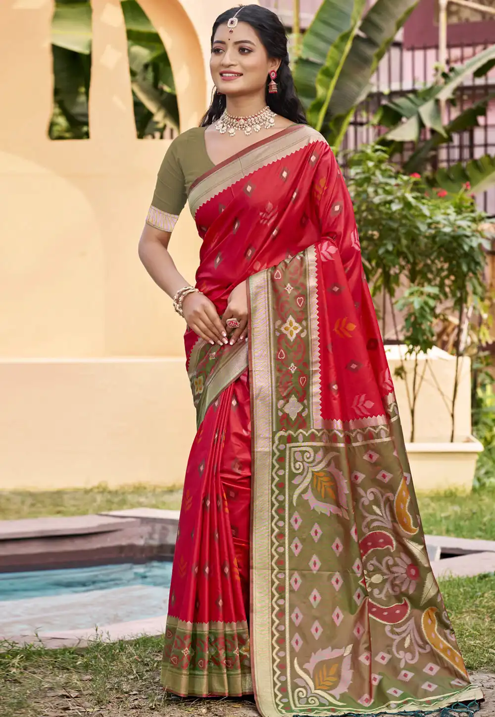 Red Silk Saree With Blouse 324328