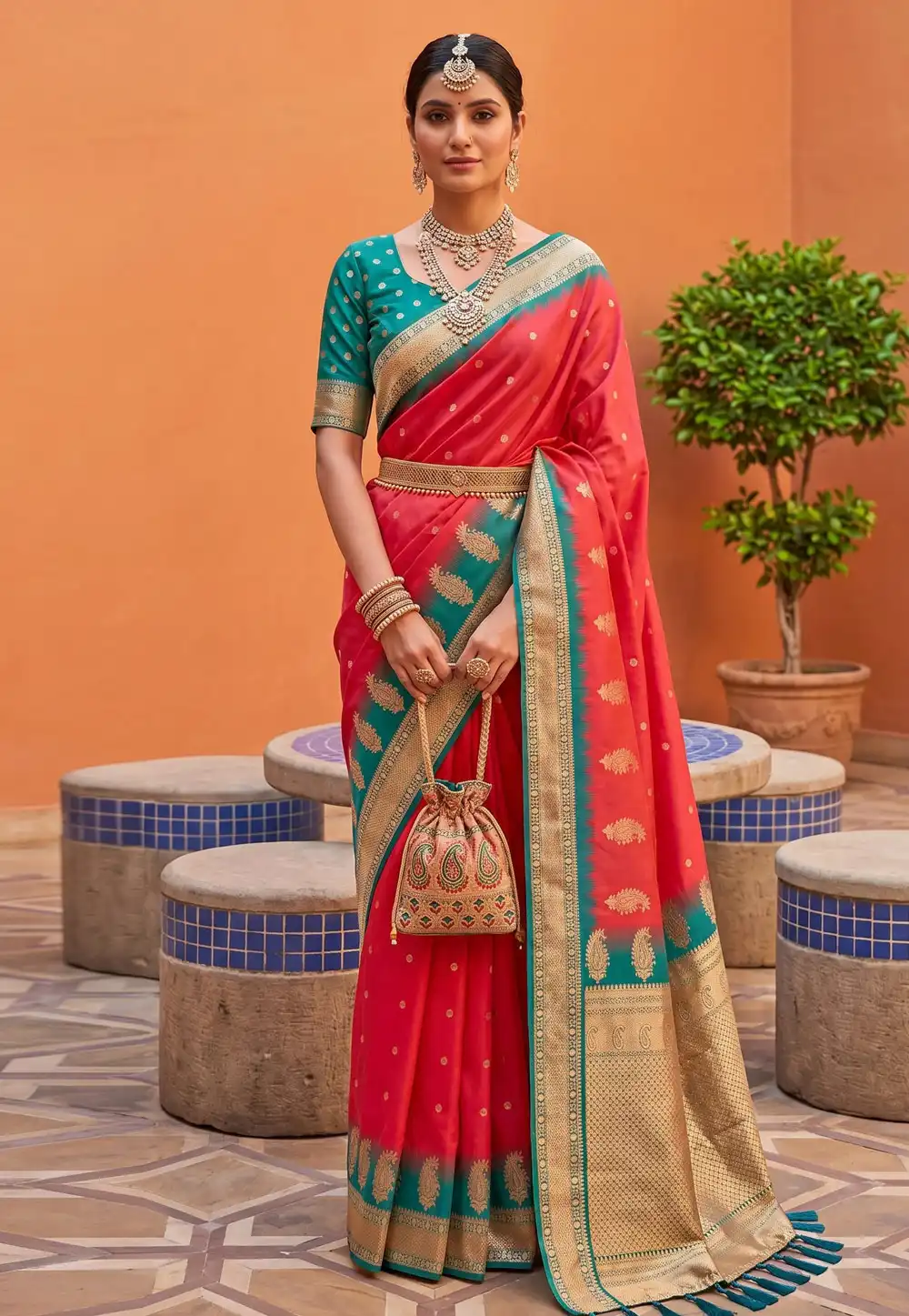 Red Silk Saree With Blouse 330498