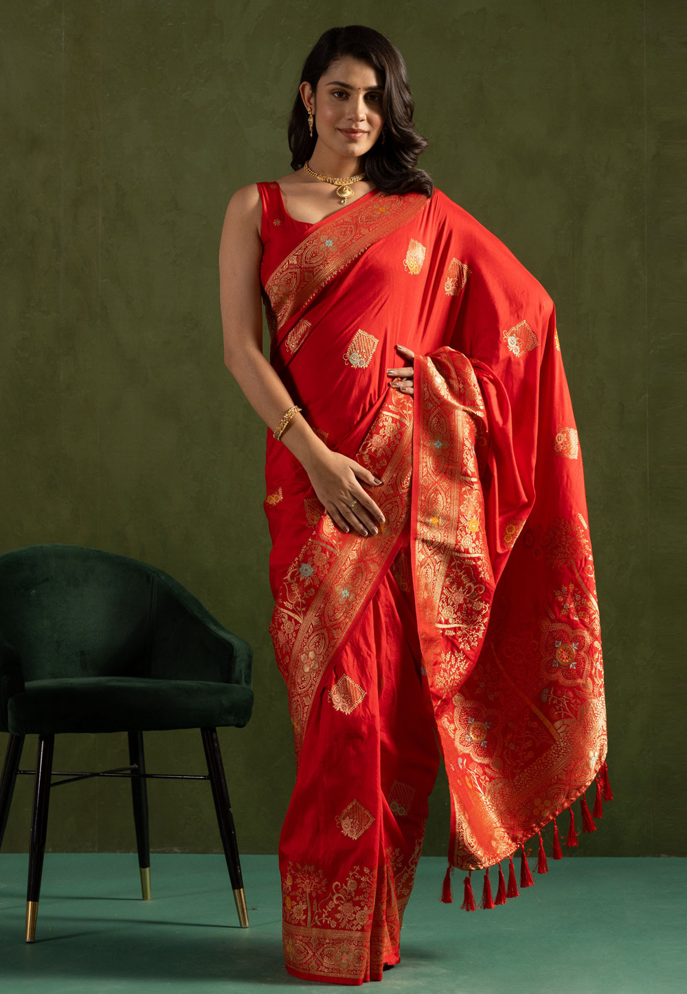 Red Silk Saree With Blouse 311286