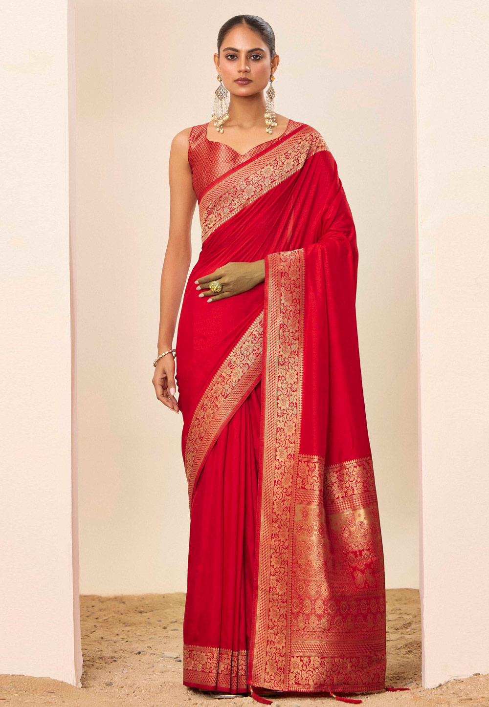Red Silk Saree With Blouse 311453
