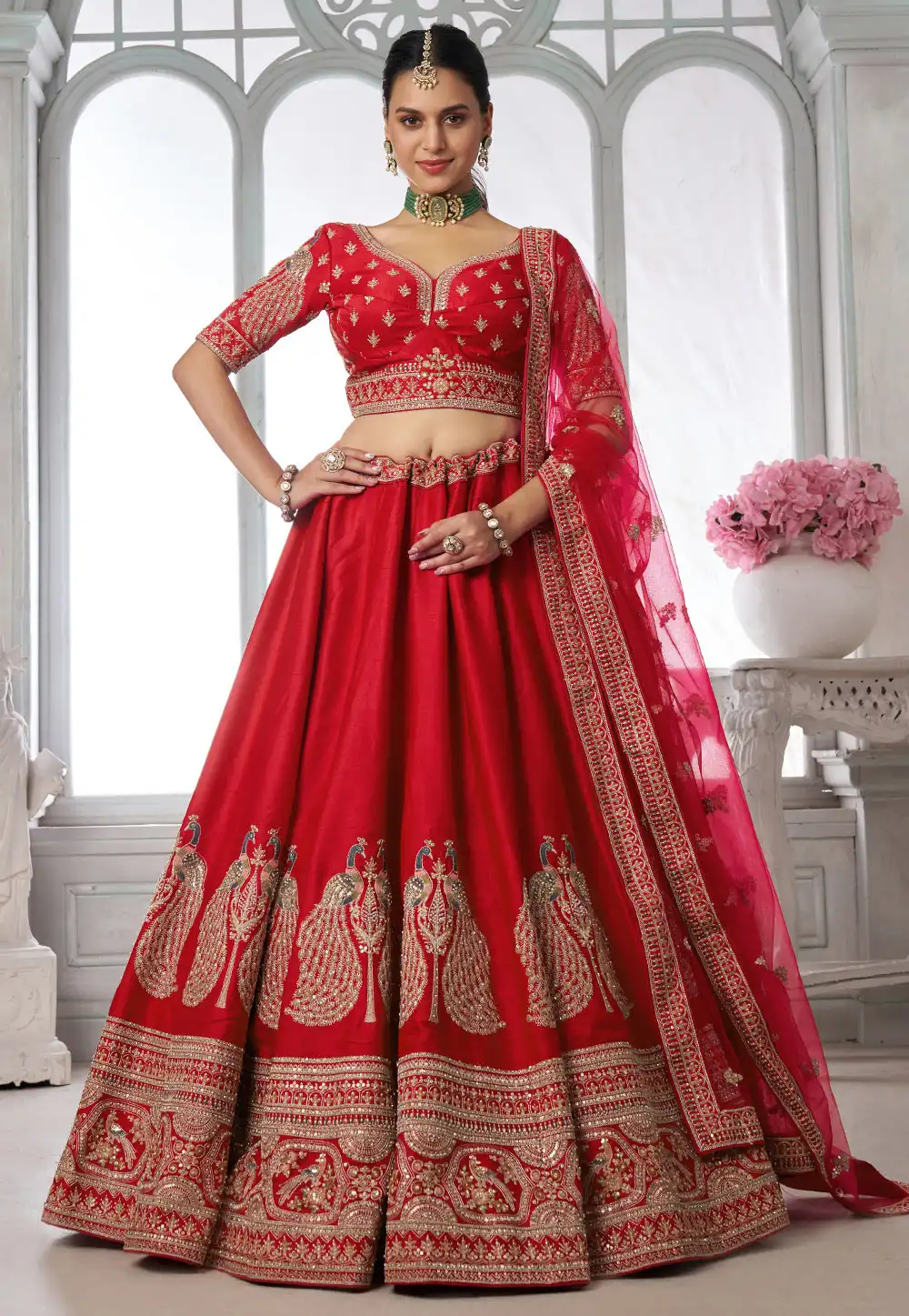 Red Silk Wedding Lehenga Choli 329375