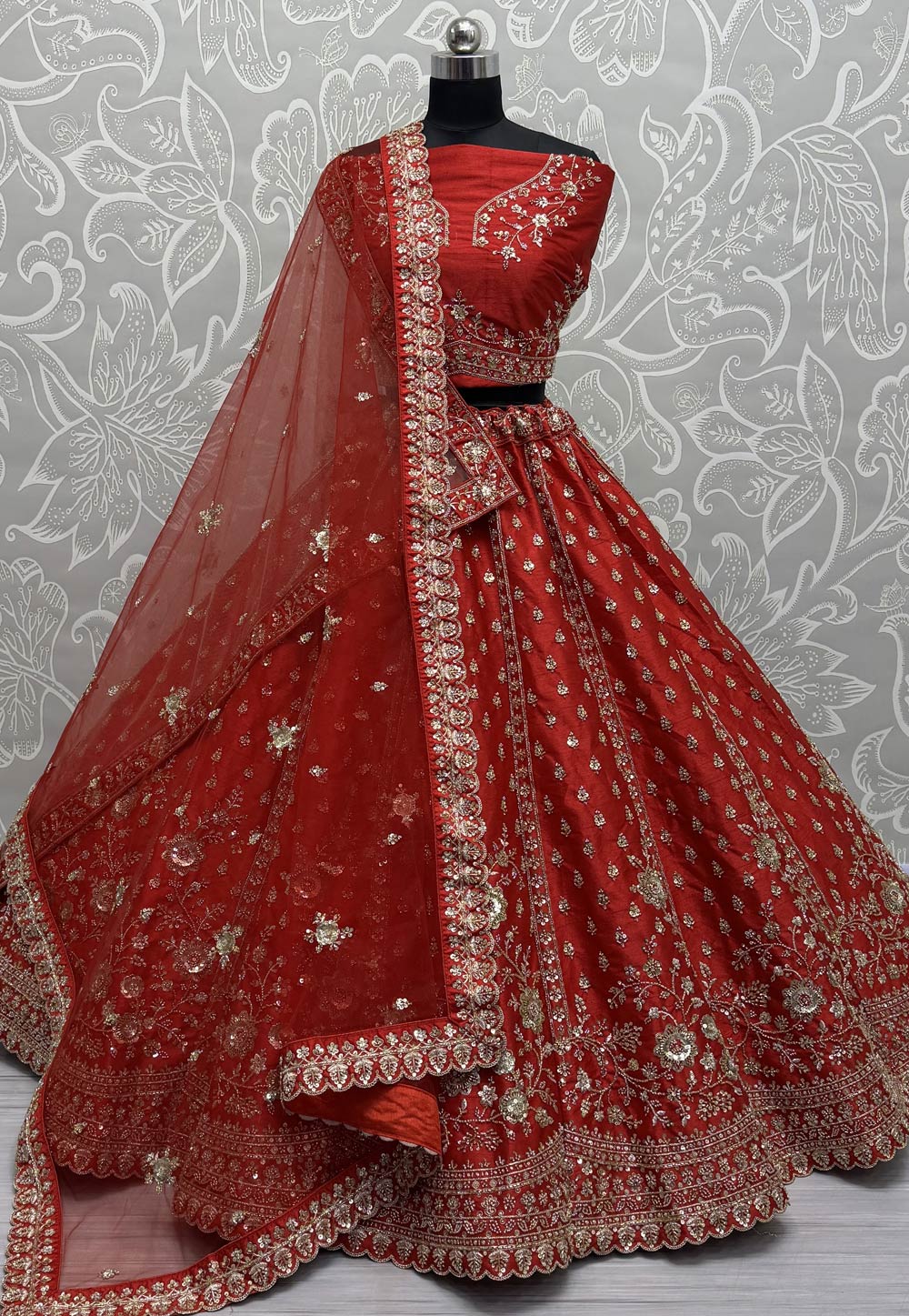 Red Silk Wedding Lehenga Choli 308692