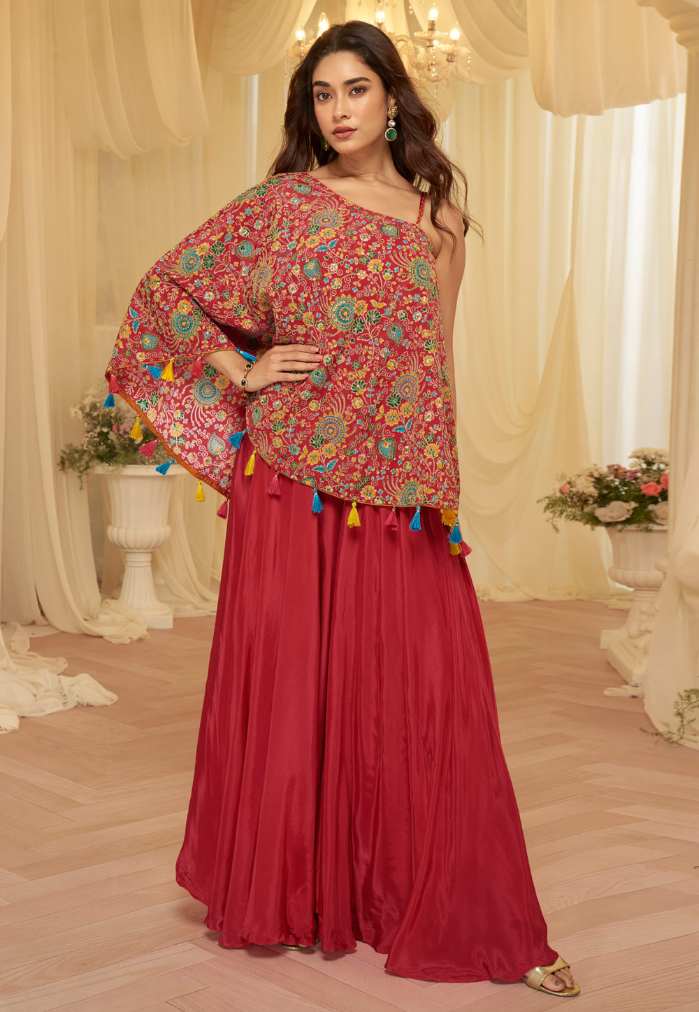 Red Viscose Crepe Designer Salwar Suit 324533
