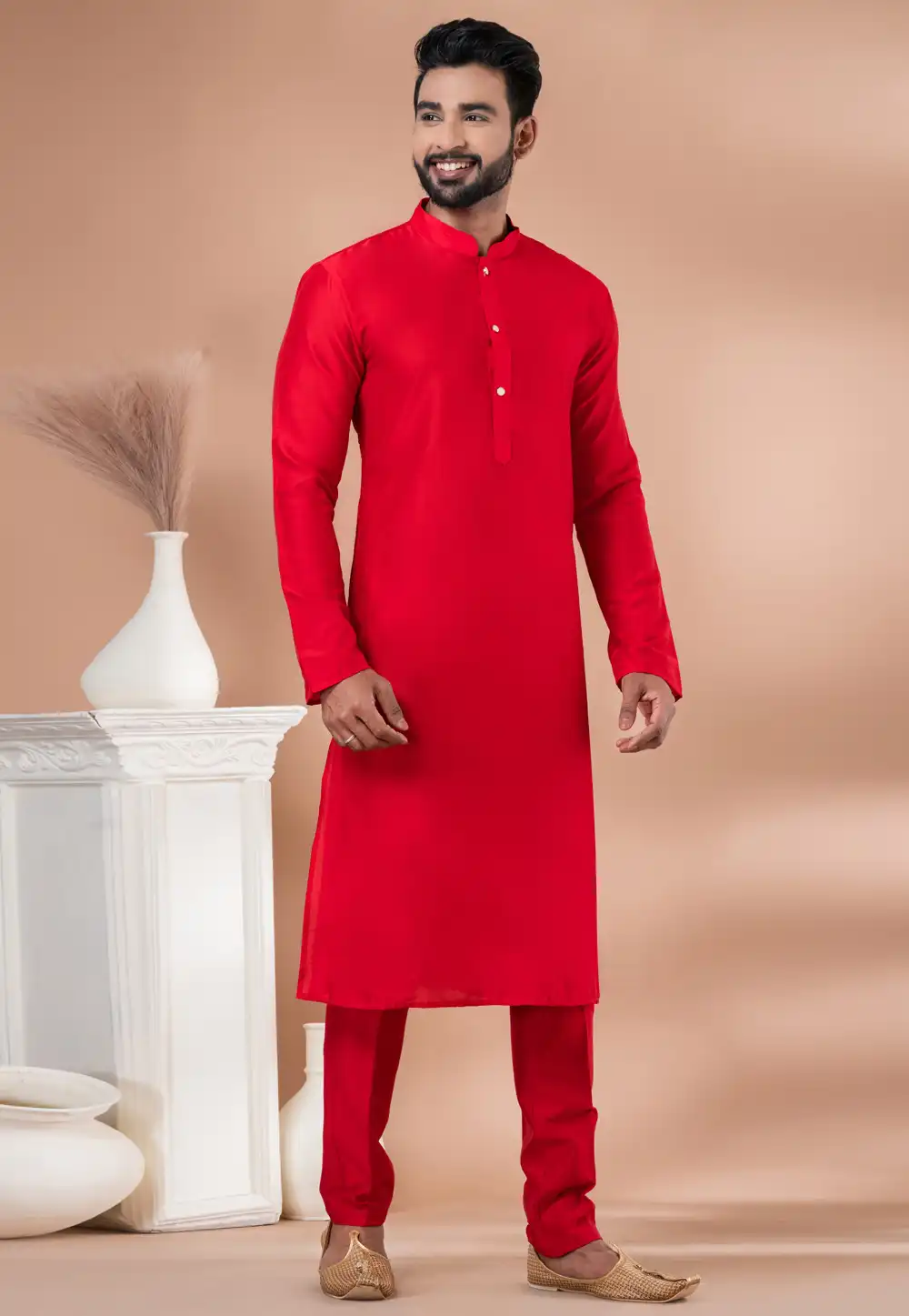 Red Viscose Kurta Pajama 282539