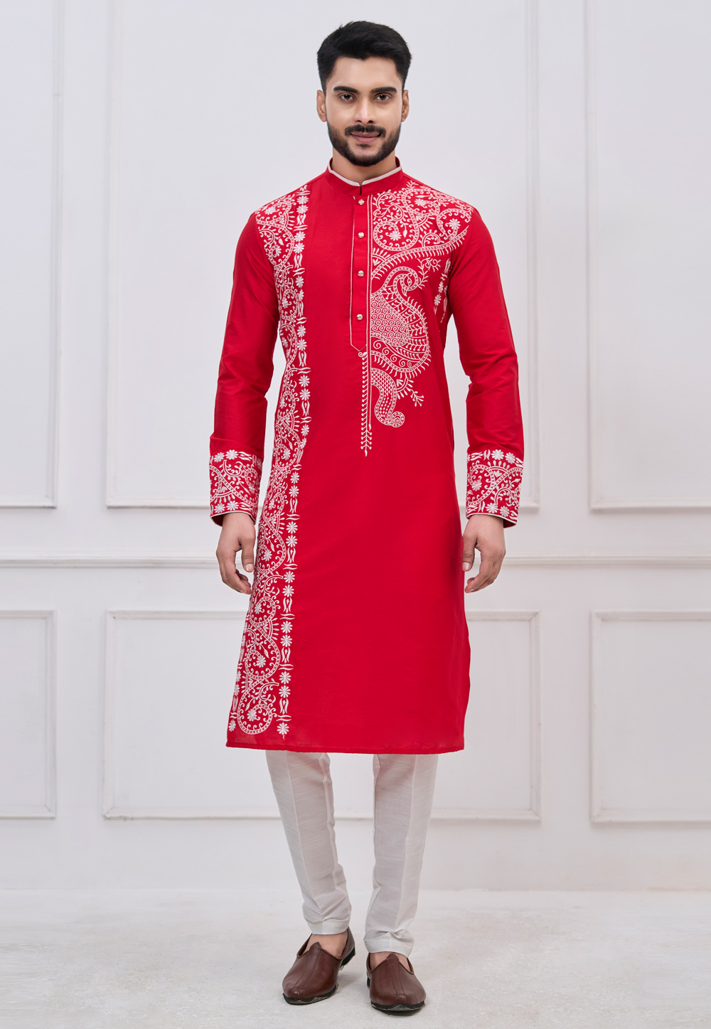 Red Viscose Kurta Pajama 322856