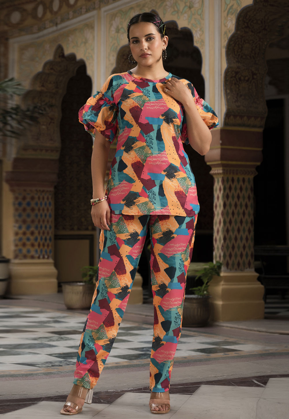 Multicolor Muslin Printed Co-Ords Set 273103