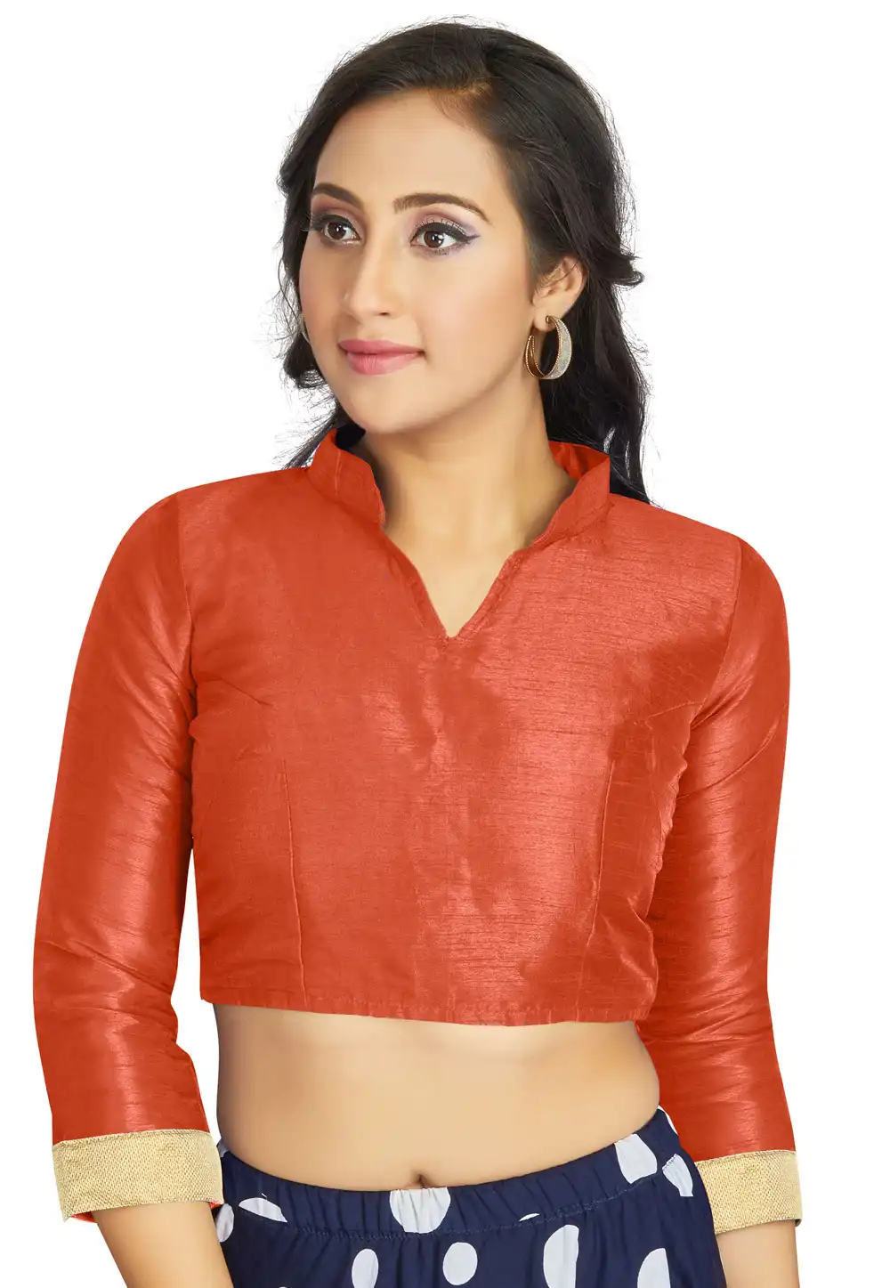 Rust Art Silk Readymade Blouse 319623