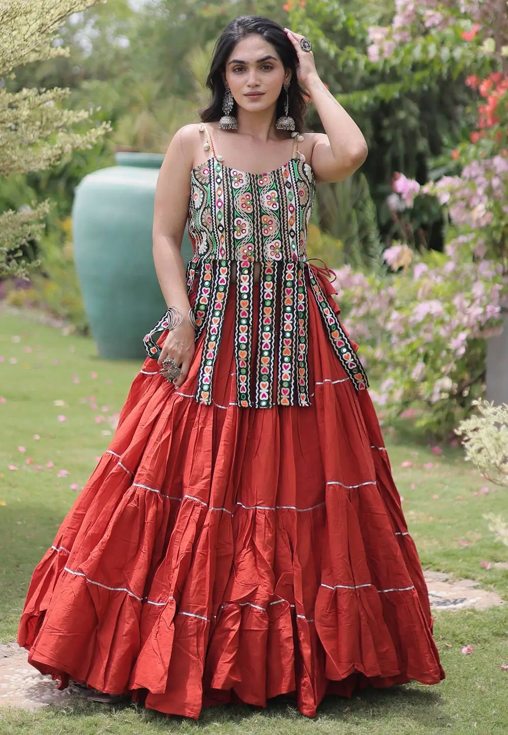 Rust Cotton Navratri Chaniya Choli 333689