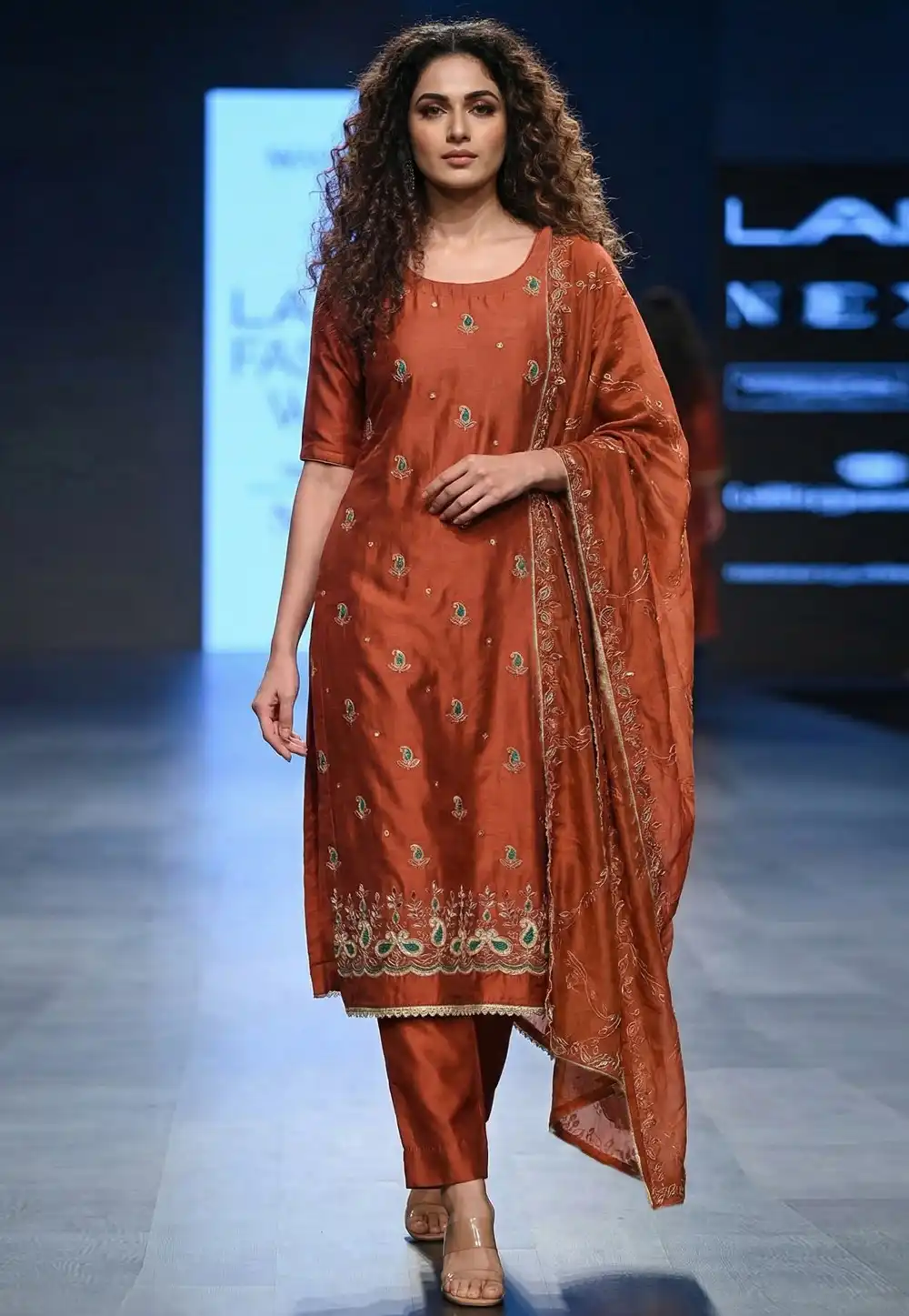 Rust Cotton Silk Pant Style Suit 326429