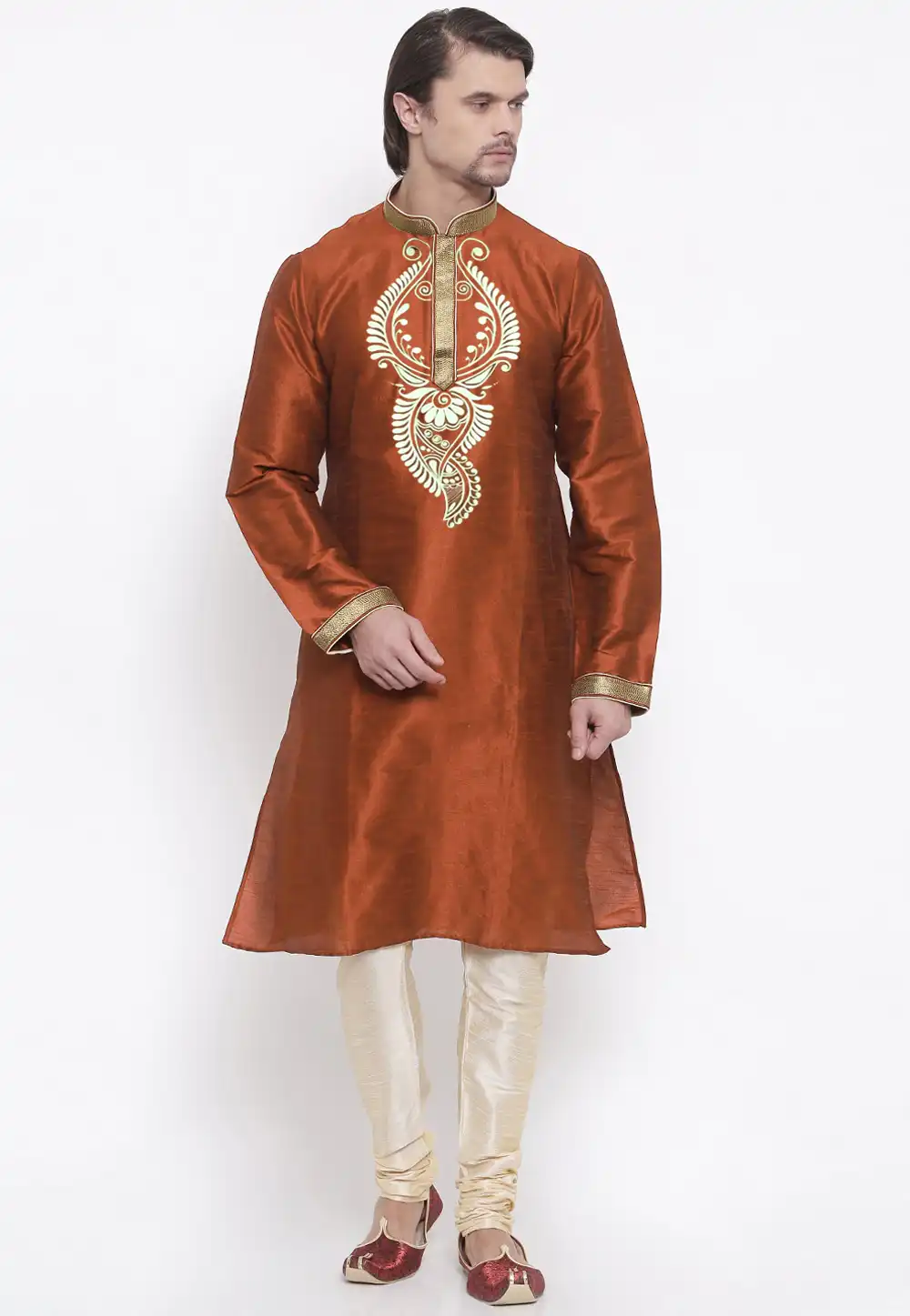 Rust Dupion Silk Kurta Pajama 305152