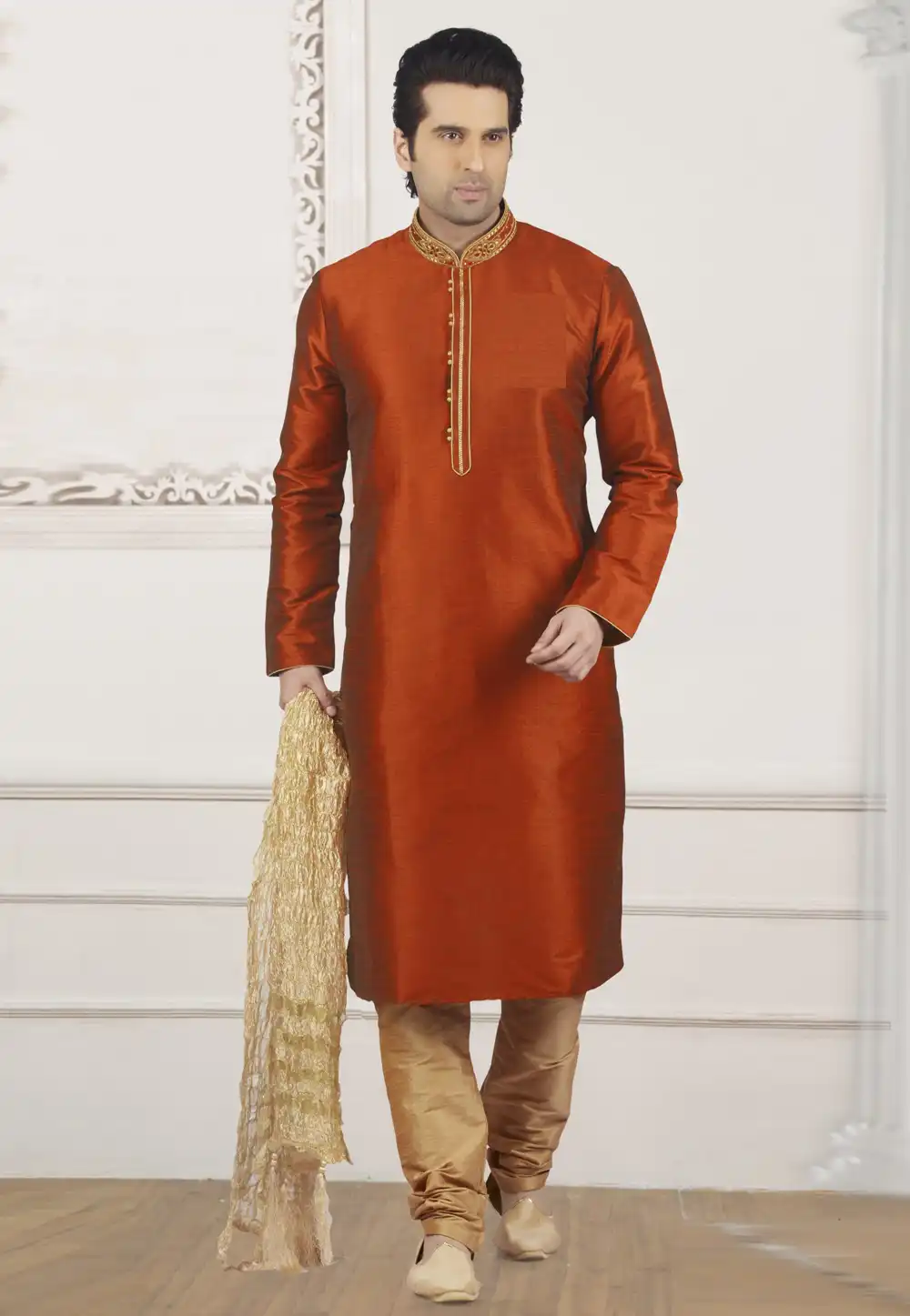 Rust Dupion Silk Kurta Pajama 309969