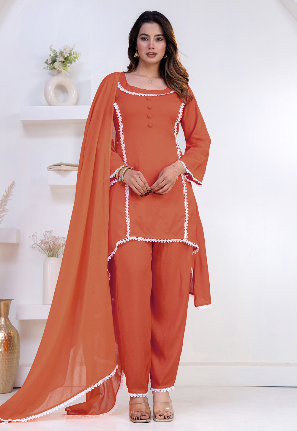blue dress for baby girl Rashika Sharma's Pink Hand Embroidered Nyasa Silk Asymmetrical Mahi Anarkali