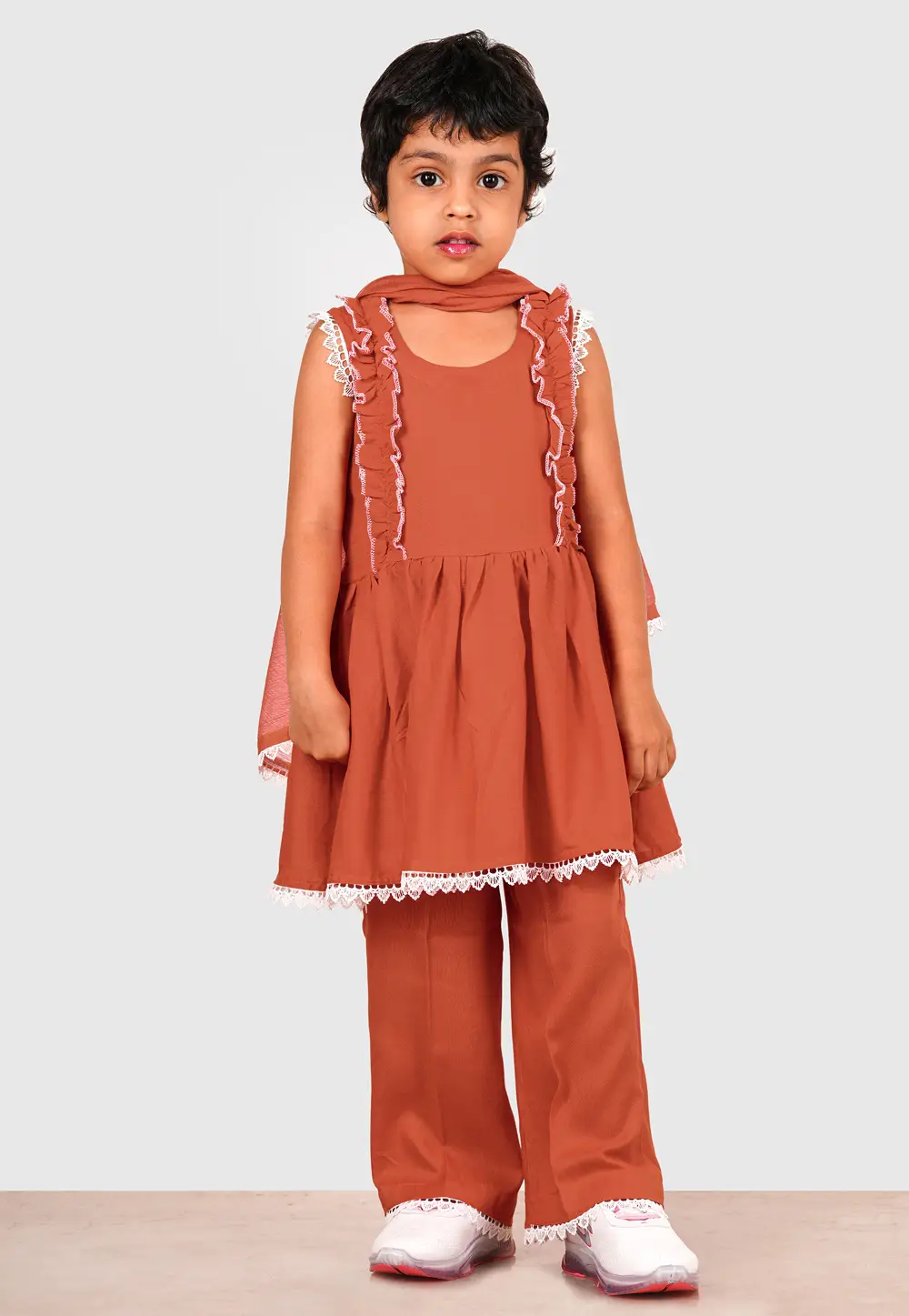 Rust Rayon Girls Palazzo Suit 335719