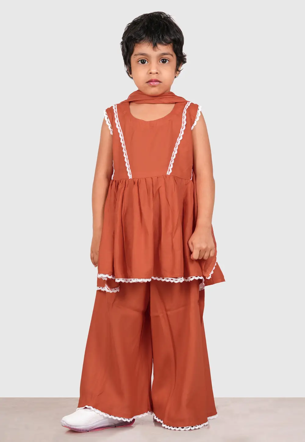 Rust Rayon Girls Palazzo Suit 335729