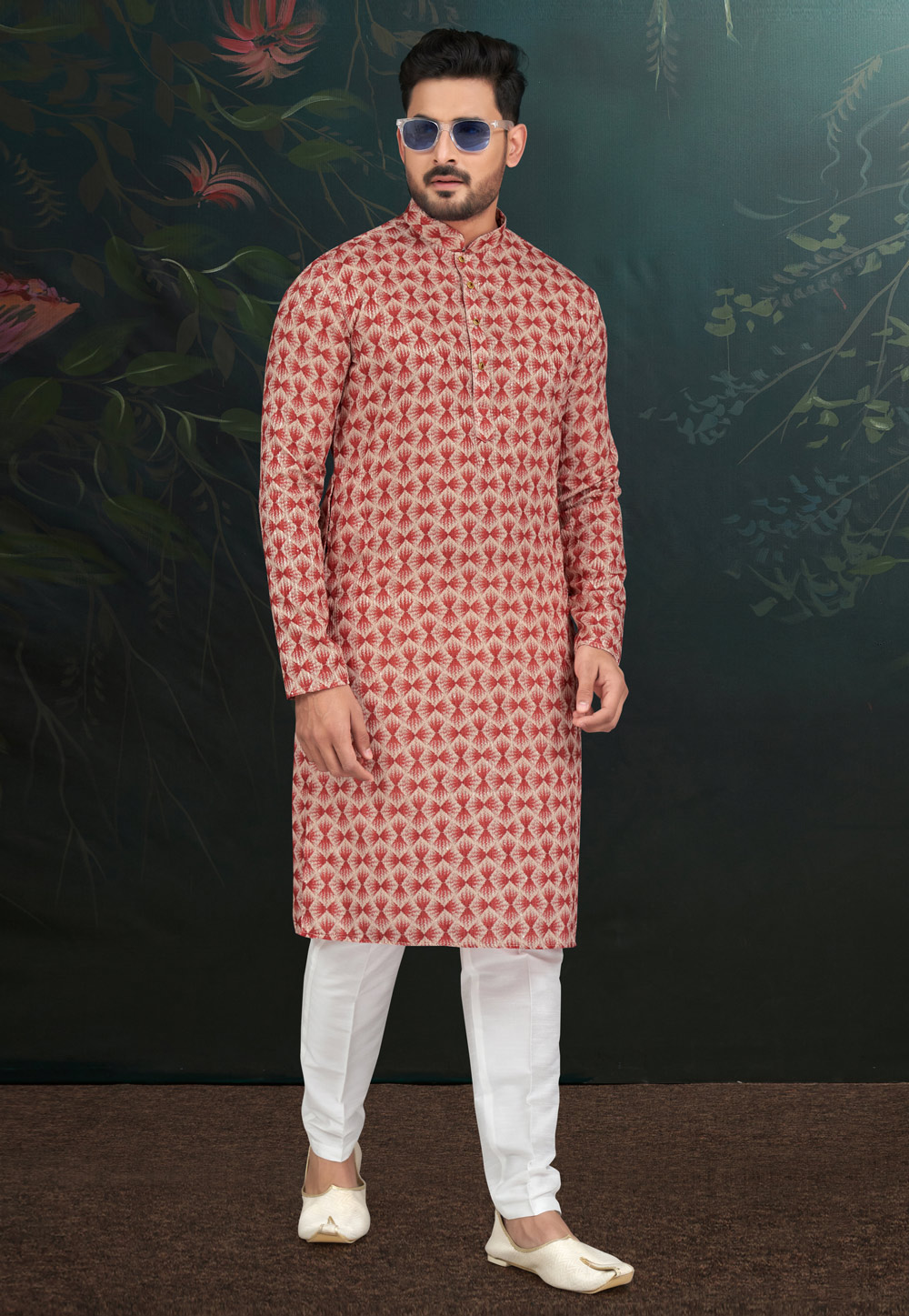 Rust Rayon Kurta Pajama 279714