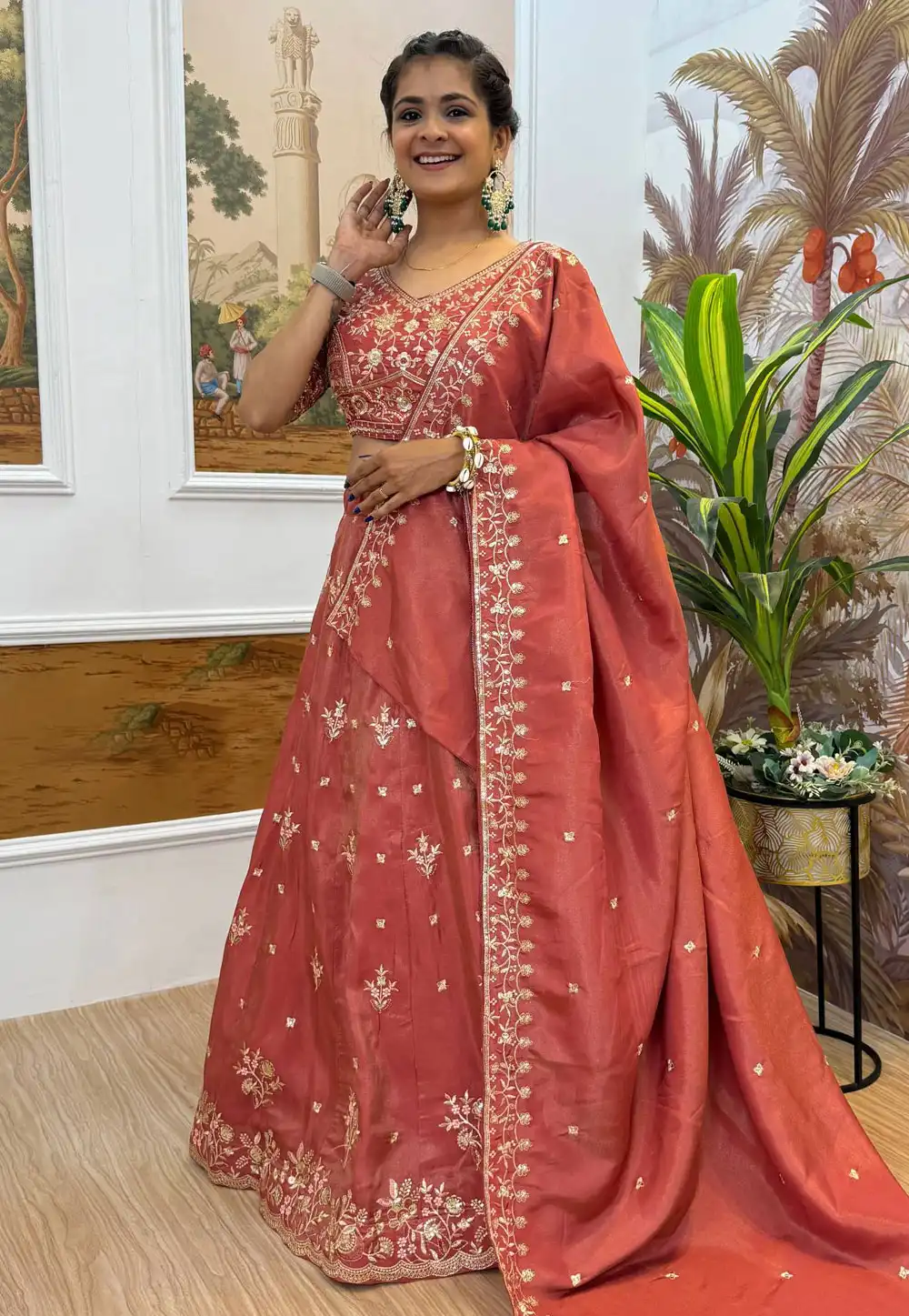 Rust Shimmer A Line Lehenga Choli 315652