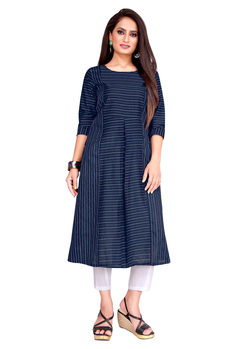 Navy Blue Cotton Kurti 223394