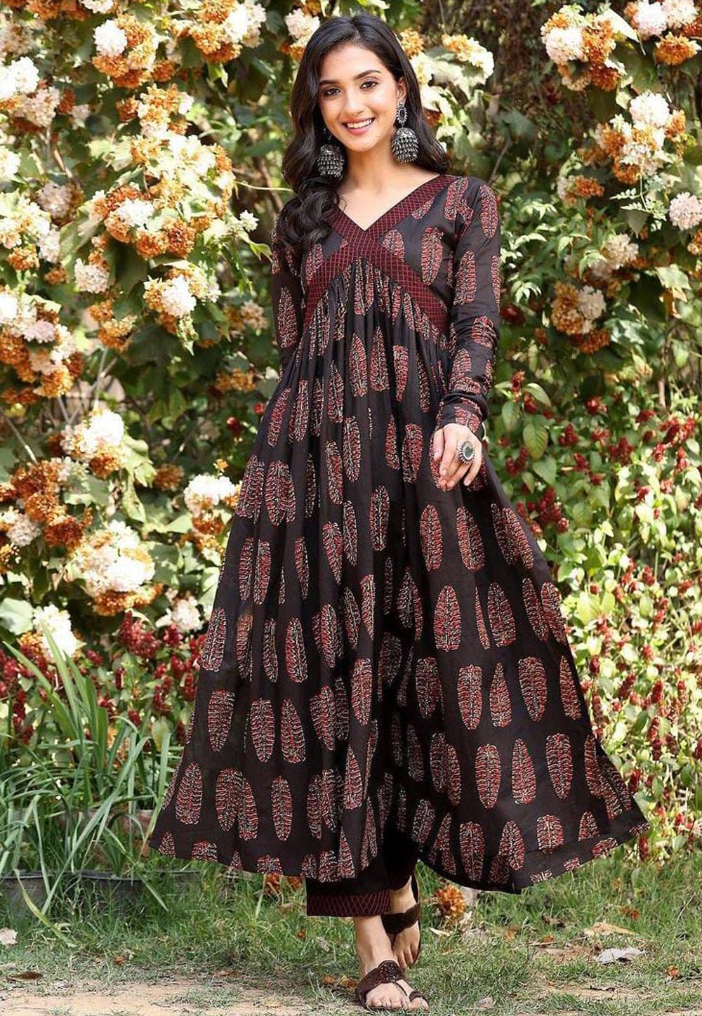 Wine Cotton Kurta Set With Palazzo 264986