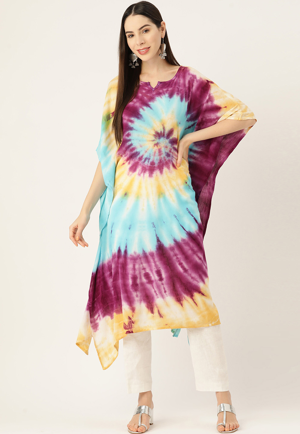 Multicolor Crepe Readymade Kaftan 260179