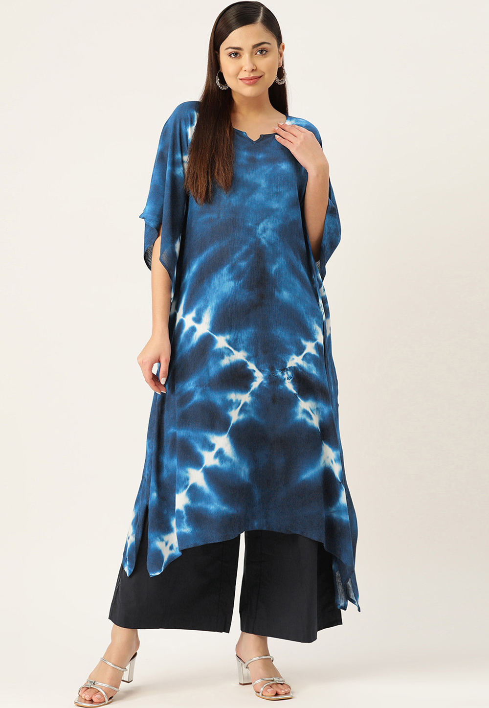 Blue Crepe Readymade Kaftan 260180