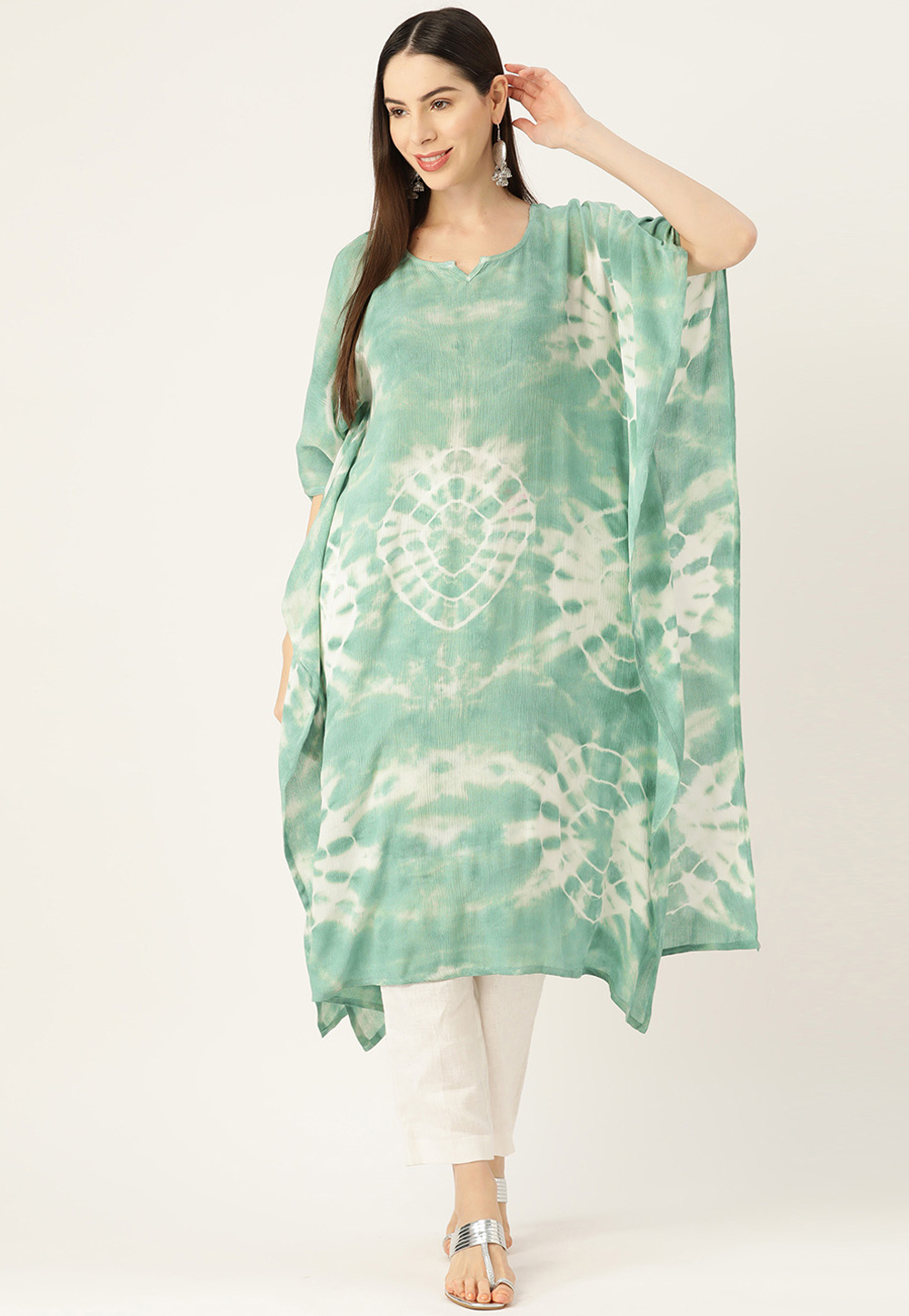 Sea Green Crepe Readymade Kaftan 260181