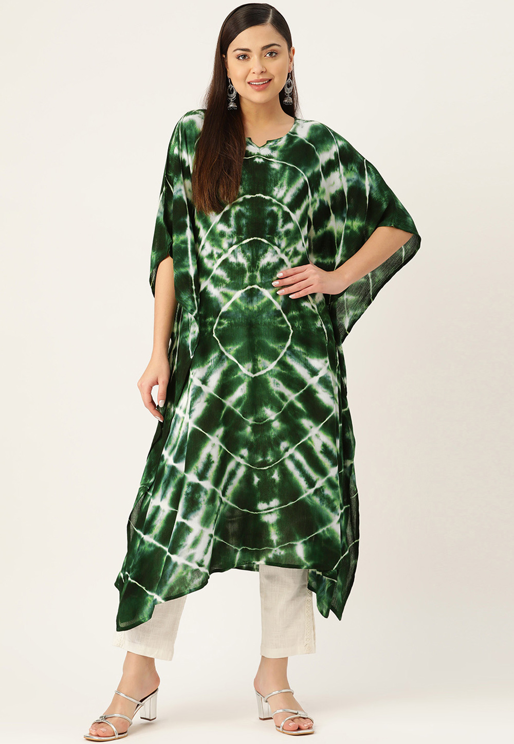 Green Crepe Readymade Kaftan 260185