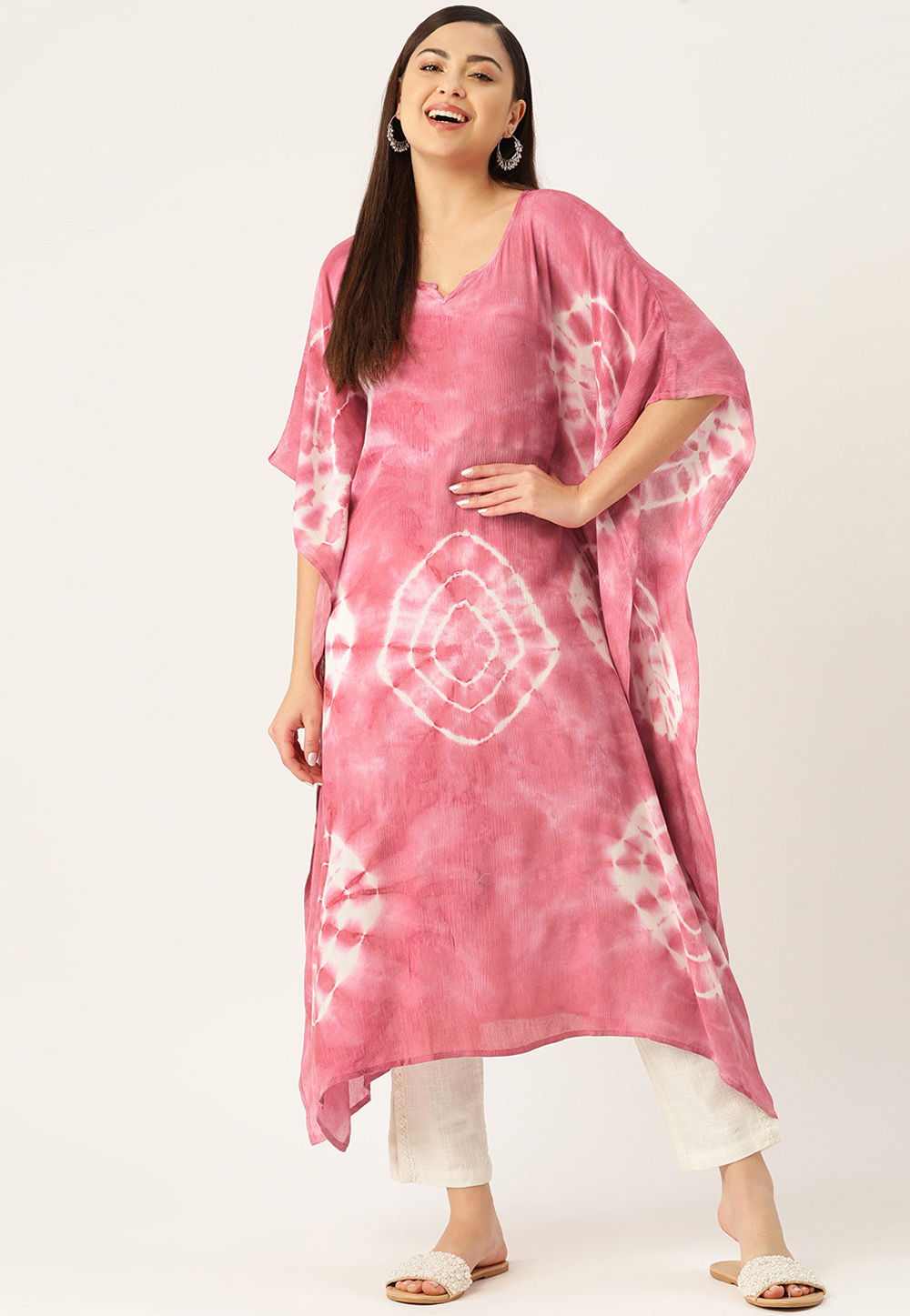 Pink Crepe Readymade Kaftan 260186