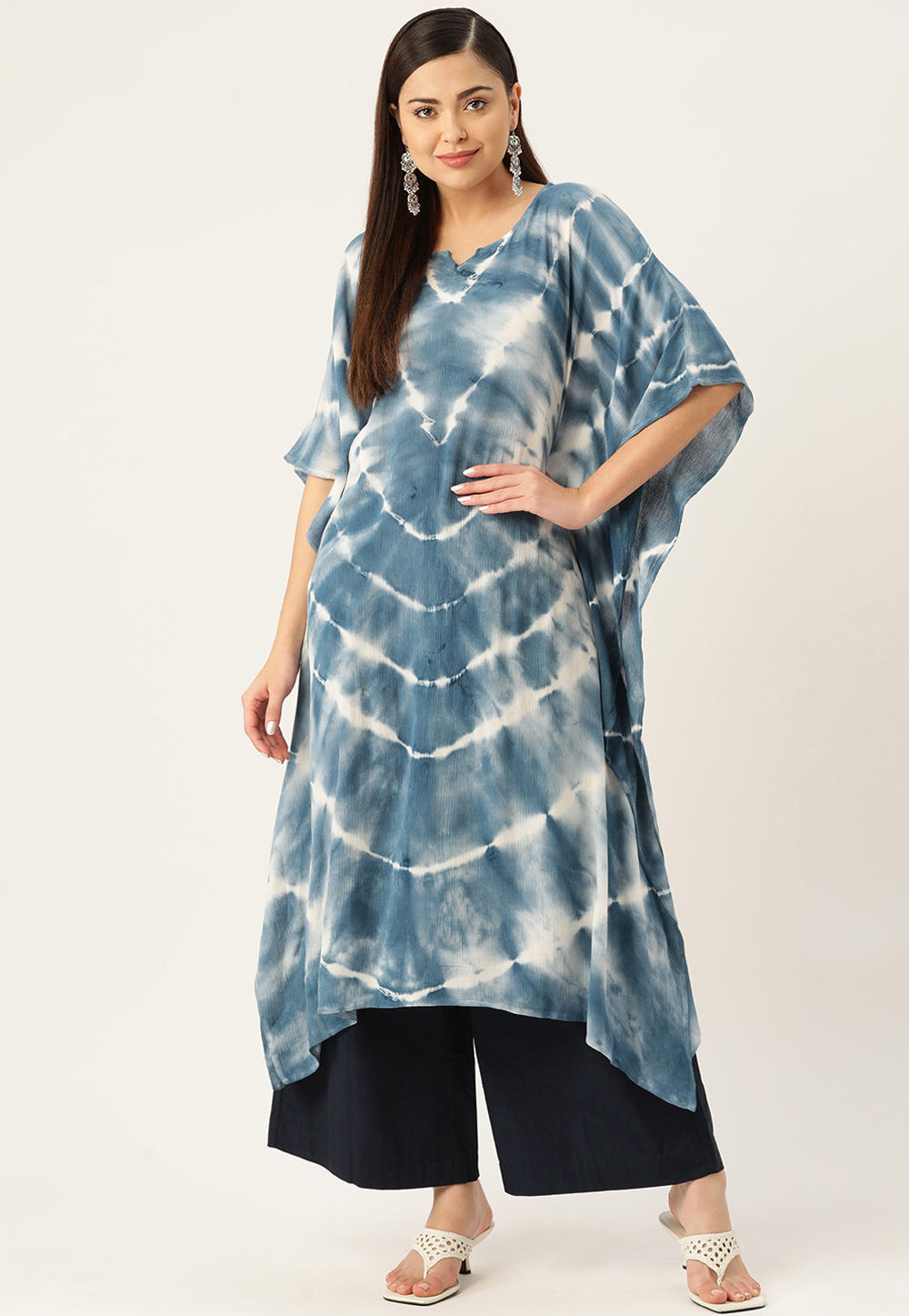 Blue Crepe Readymade Kaftan 260190