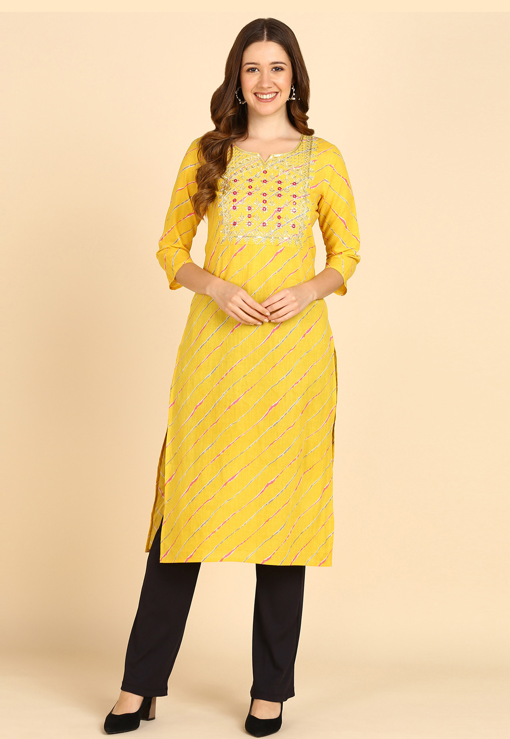 Yellow Cotton Long Tunic 270491