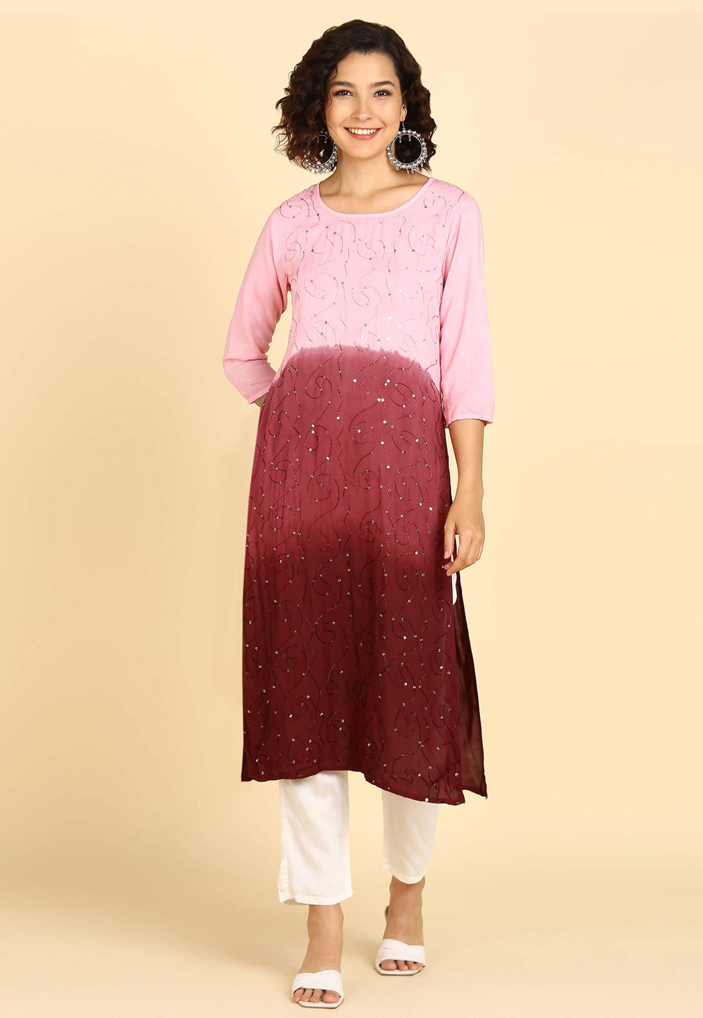 Maroon Rayon Long Tunic 270493