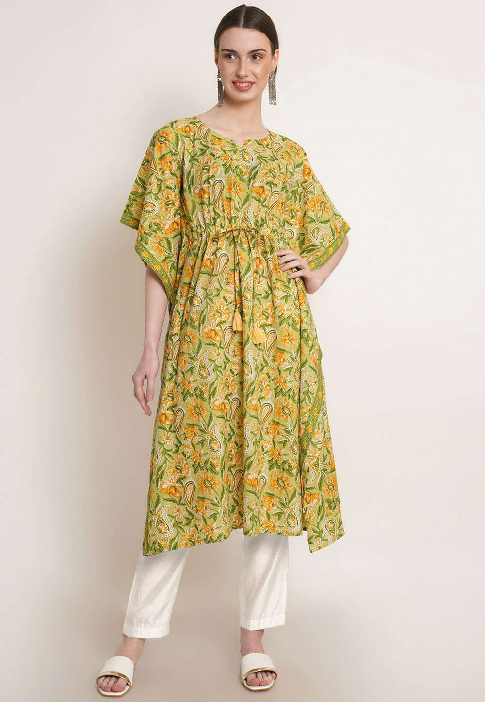 Light Green Rayon Readymade Kaftan 265463