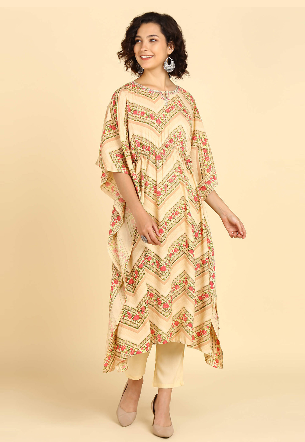 Beige Rayon Readymade Kaftan 270503