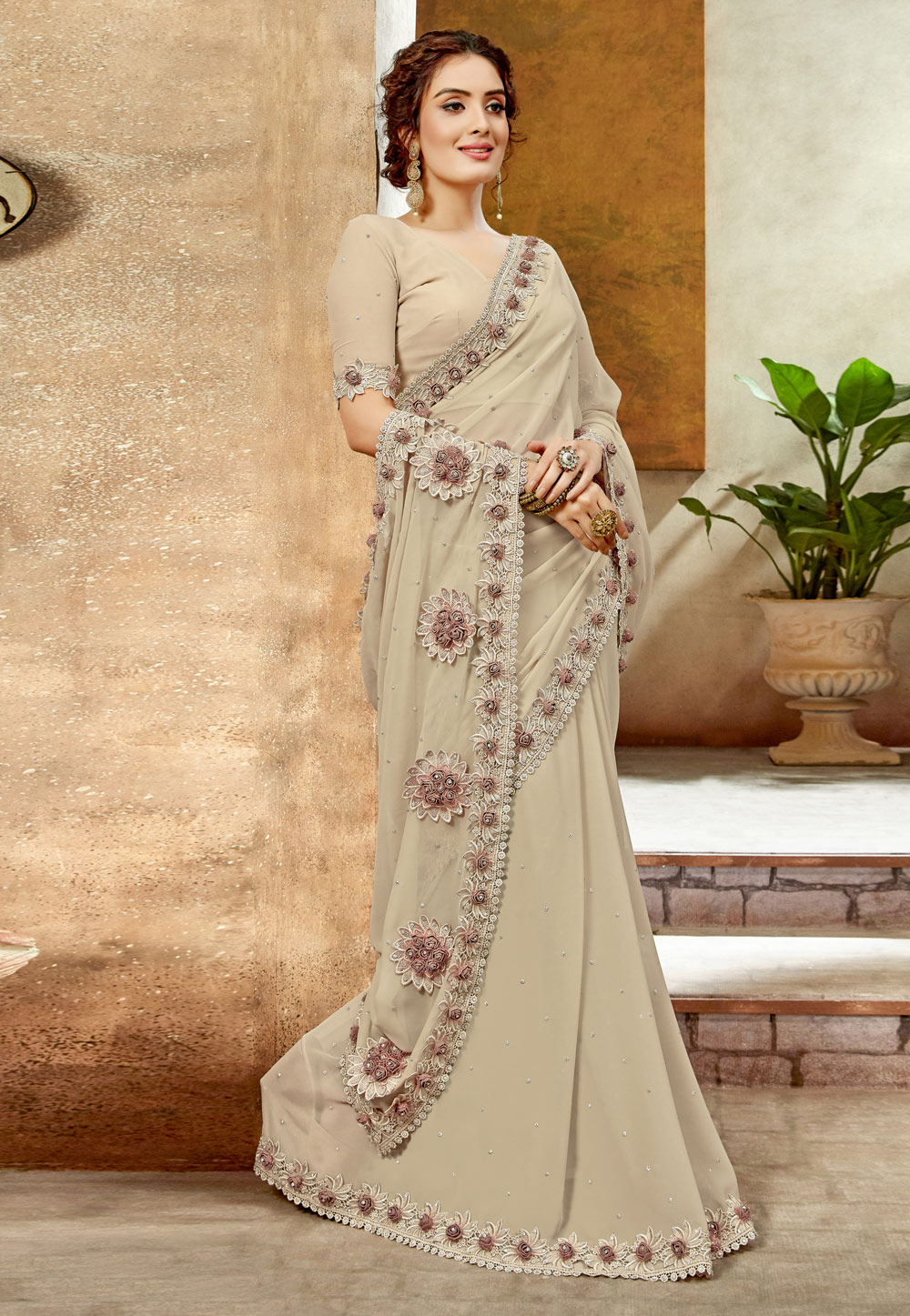 Grey Georgette Festival Wear Saree 198332