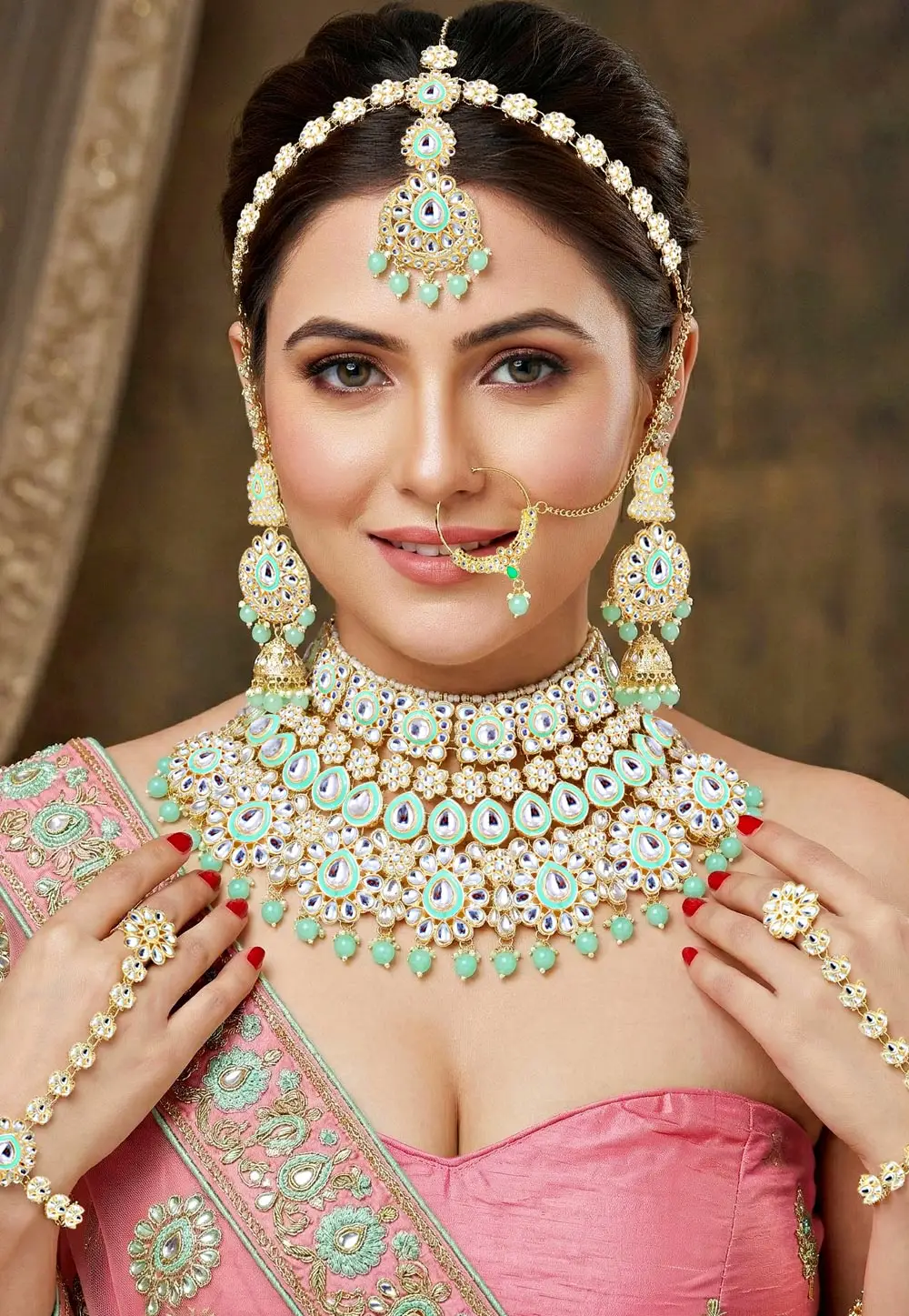 Sea Green Alloy Bridal Set 335699