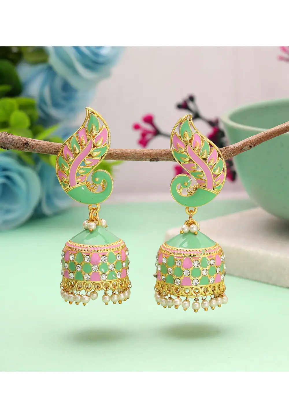 Sea Green Alloy Earrings 336711